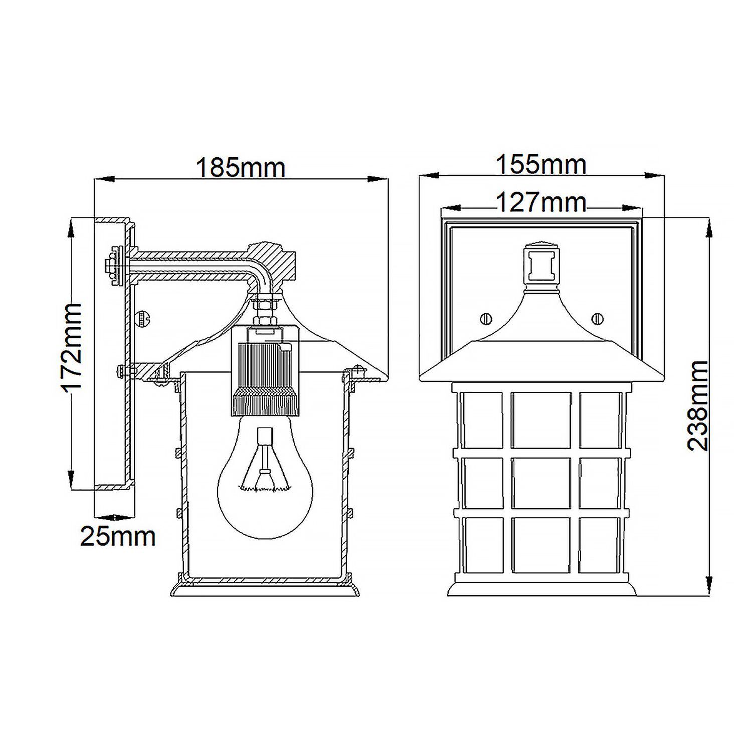 Außenlampe Wand E27 IP44 H: 23,8 cm Schwarz LOUTH