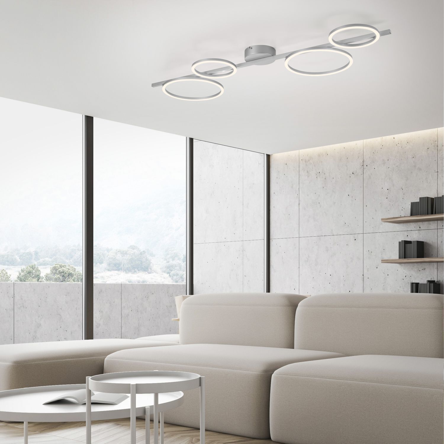 Weiße LED Deckenlampe Metall 120 cm länglich 3000 K