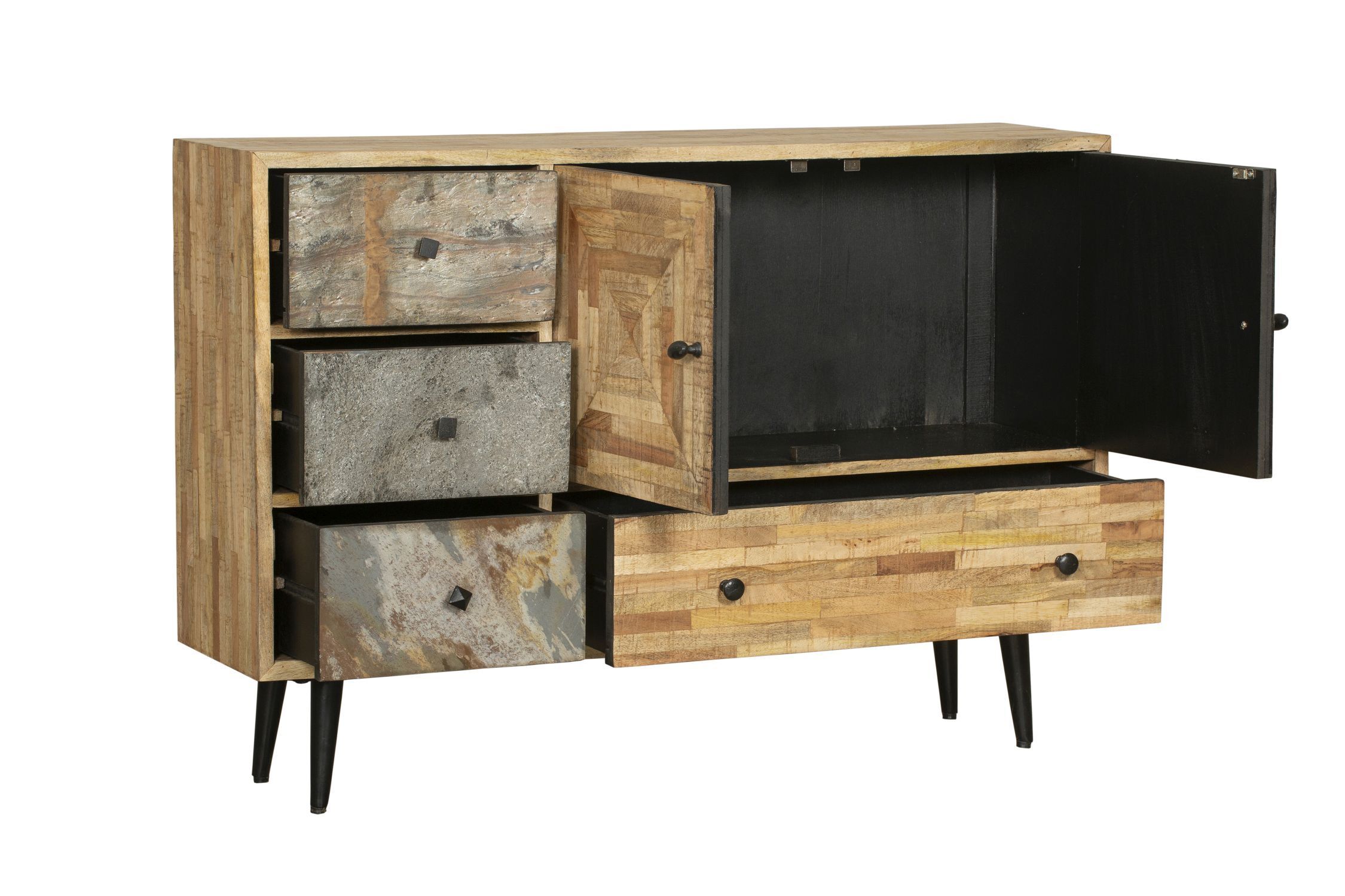 Sideboard Holz Stahl B: 117 cm mit Schubladen Türen Moebel, Anrichte, Kabinett, Schublade, Schrank