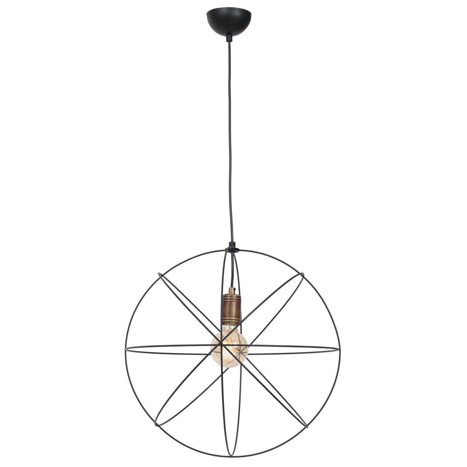 Hängelampe rund 45 cm Schwarz Metall E27