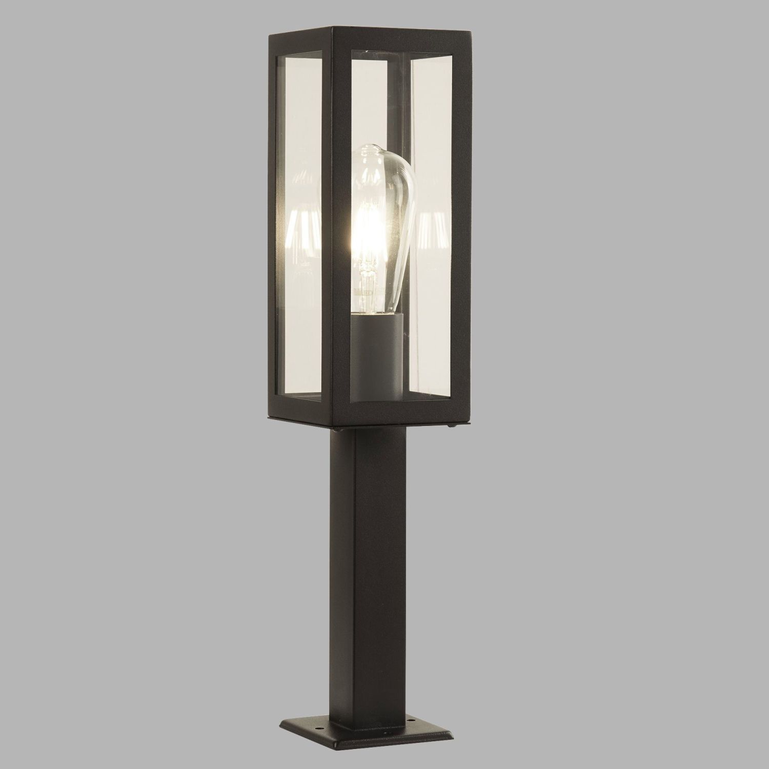 Außenlampe IP44 E27 45 cm Schwarz Glas Edelstahl Modern