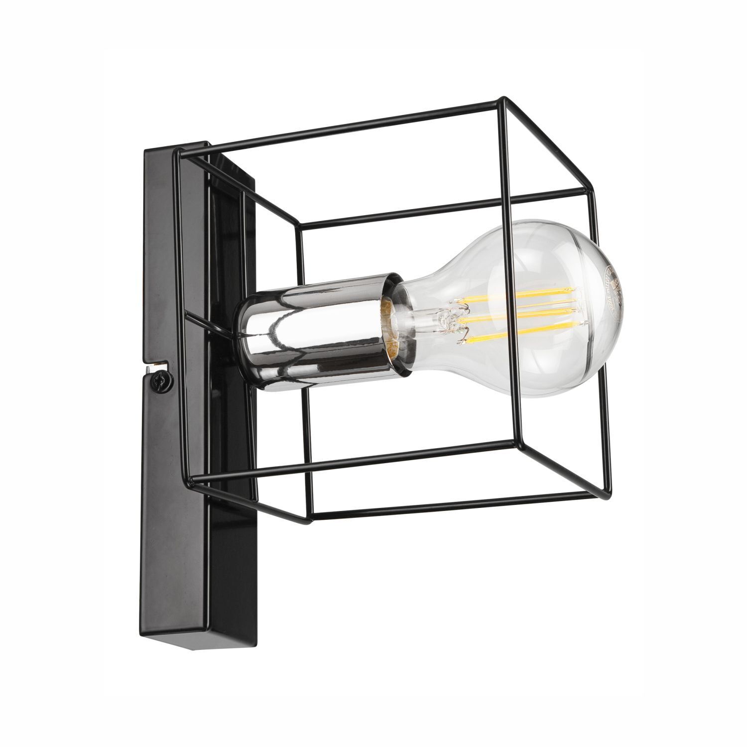 Wandlampe Schwarz Chrom Würfel Metall Draht für E27 B: 13 cm