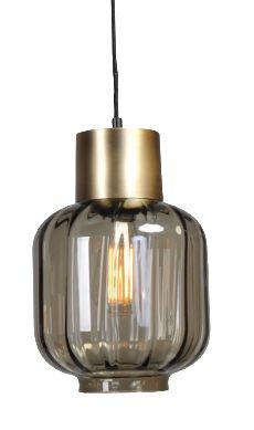 Hängelampe Schwarz Gold Ø 20 cm Rauchglas E27