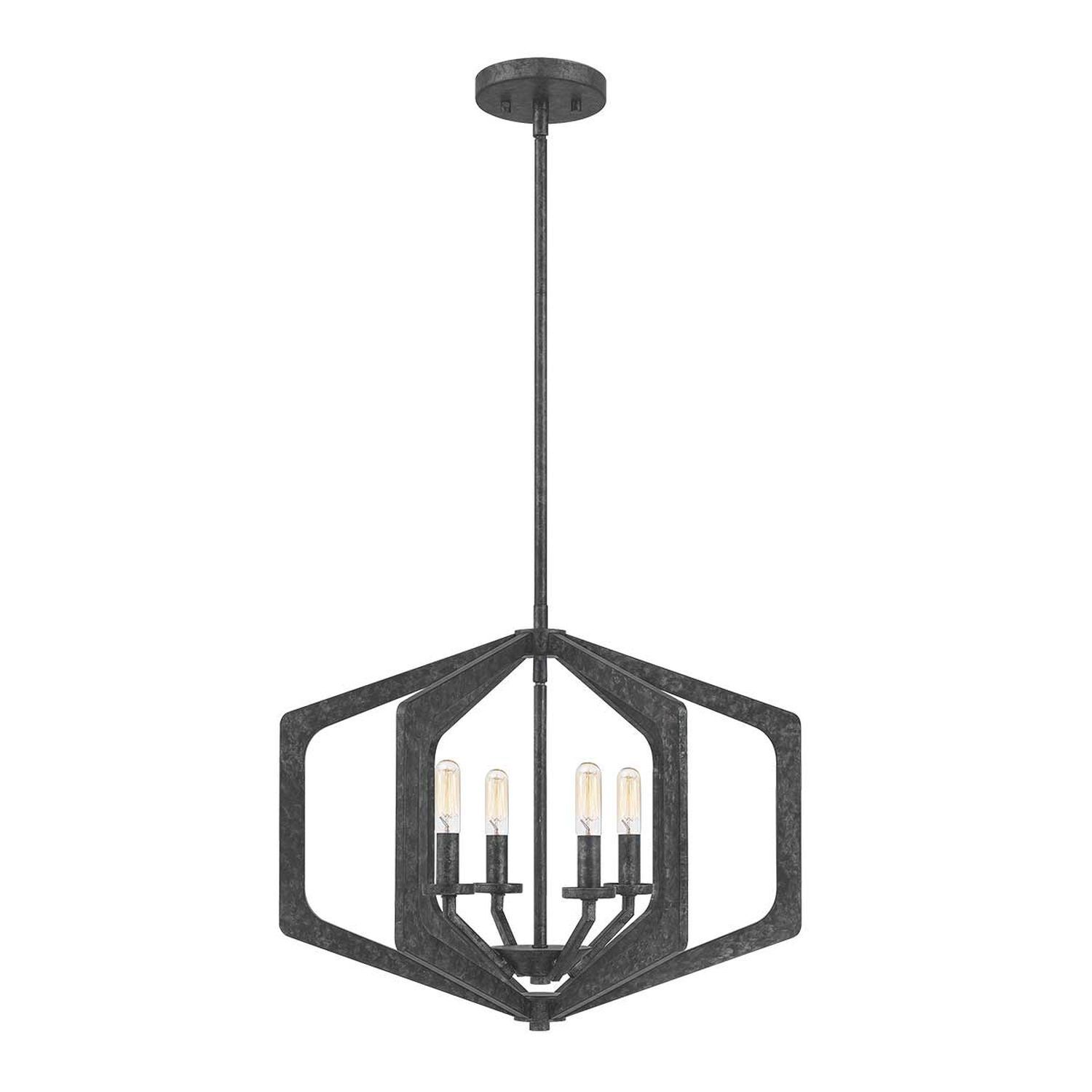 Rustikaler Kronleuchter Schwarz Antik Metall B: 51,2 cm 4x E14