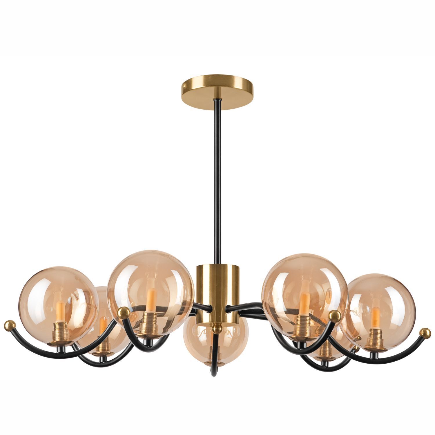 Blendarme Deckenlampe Glas G9 7-flammig Kugeln in Gold Leuchter, Lampe