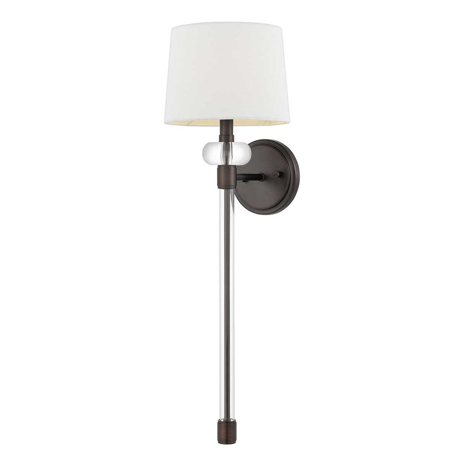Wandlampe Stoff Metall 67,6 cm hoch Modern Bronze Antik Weiß Wandlampe, Wandleuchte, Braun, Stahl, Weiß