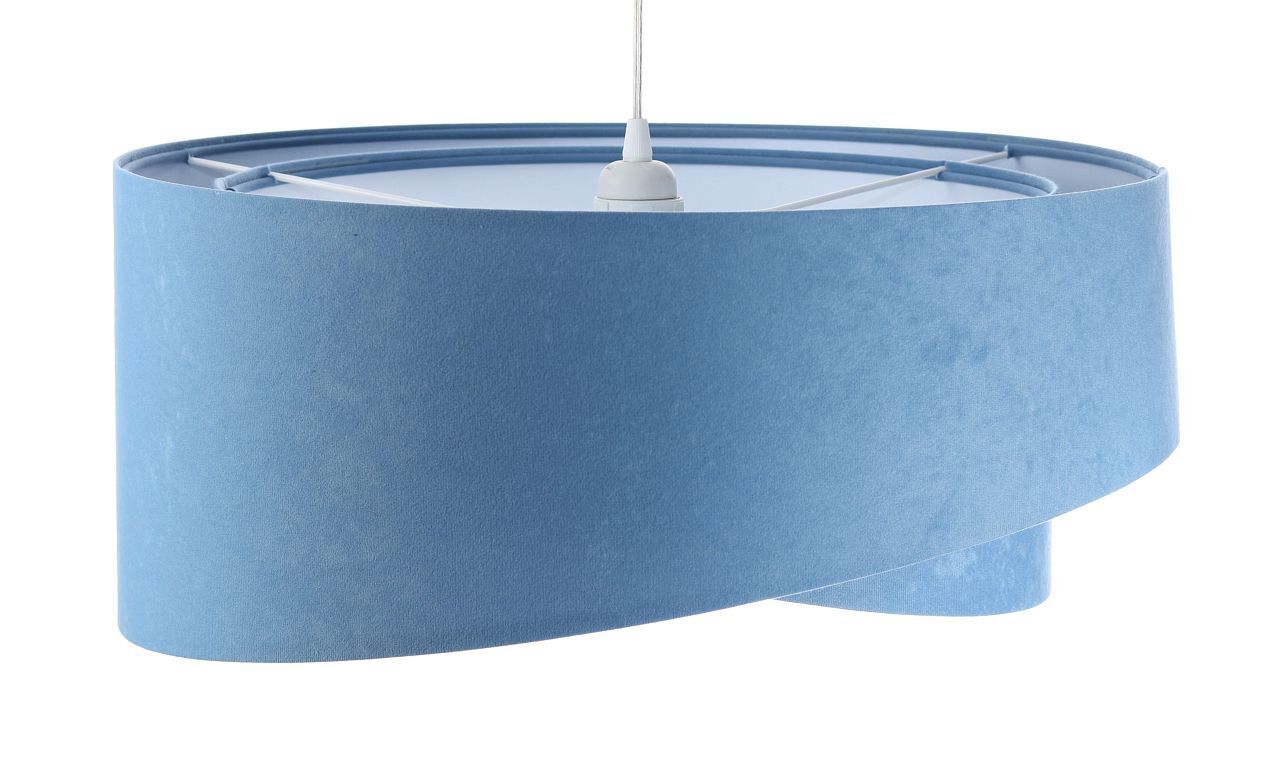 Pendelleuchte rund Ø 50 cm Weiß Blau Stoff Velours Optik E27