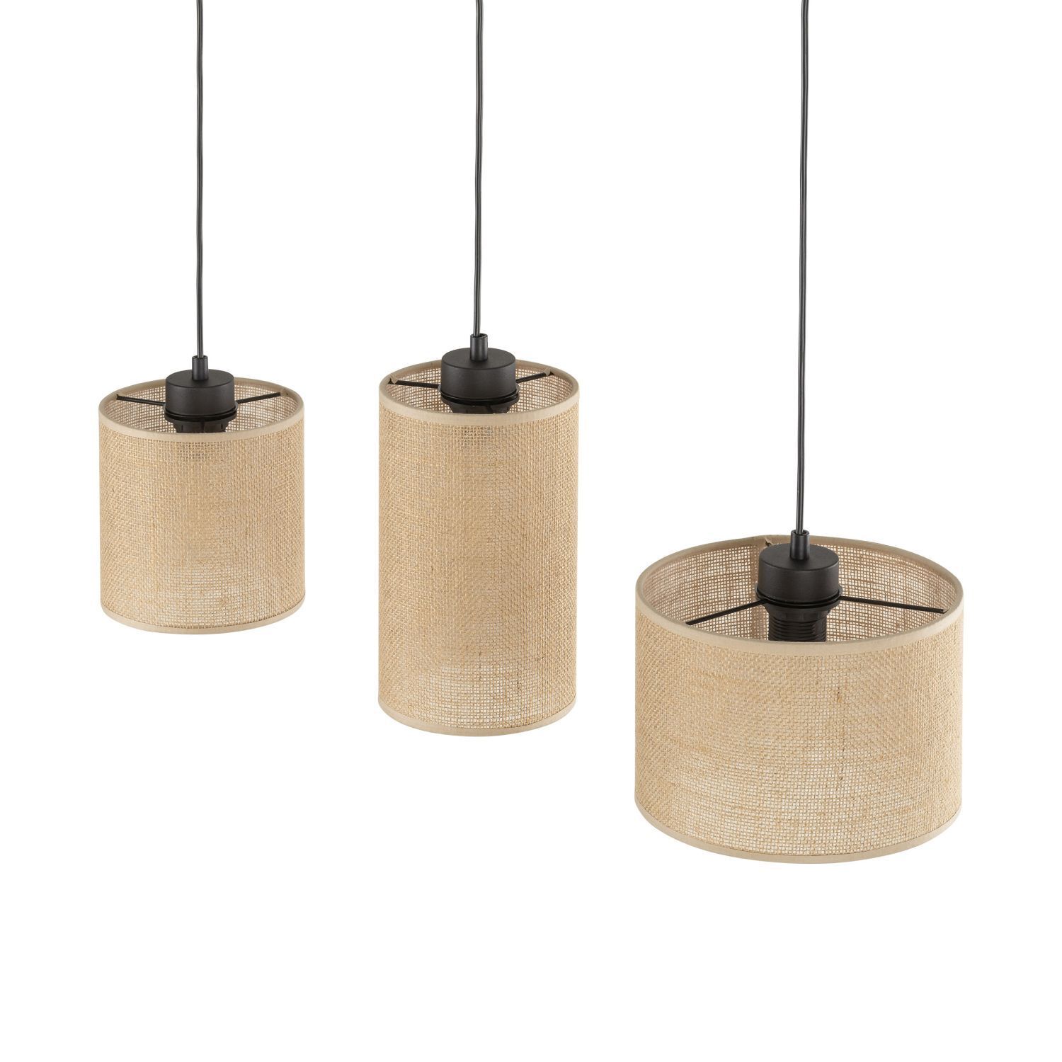 Pendelleuchte 3-flammig Stoff Metall L: 79 cm E27 Boho