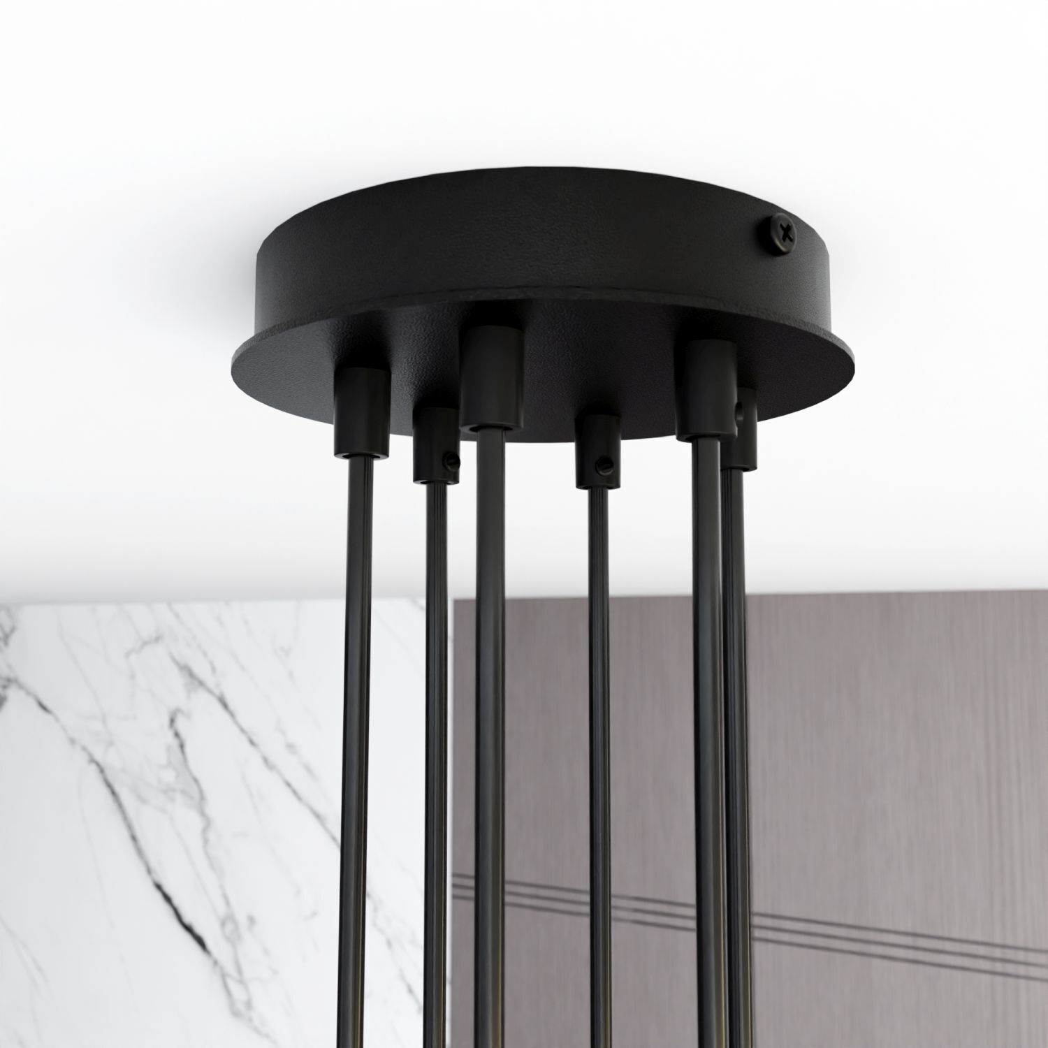 Pendelleuchte Schwarz Metall B: 70 cm verstellbar 6x GX53 Lampe