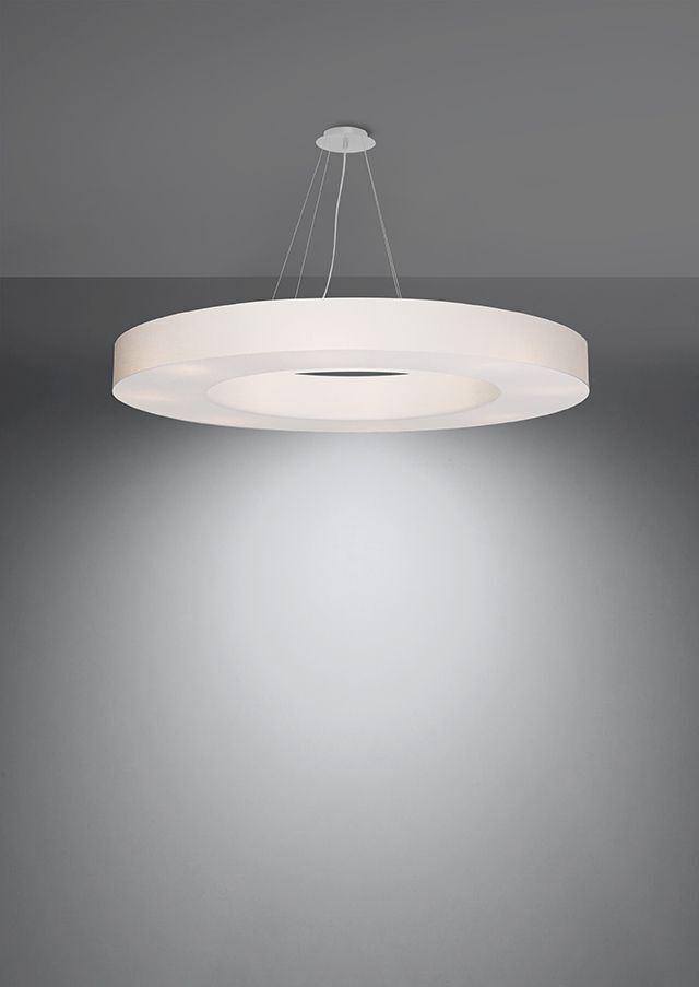 Hängeleuchte Ring Weiß Ø 90 cm rund 8x E27 Stoff