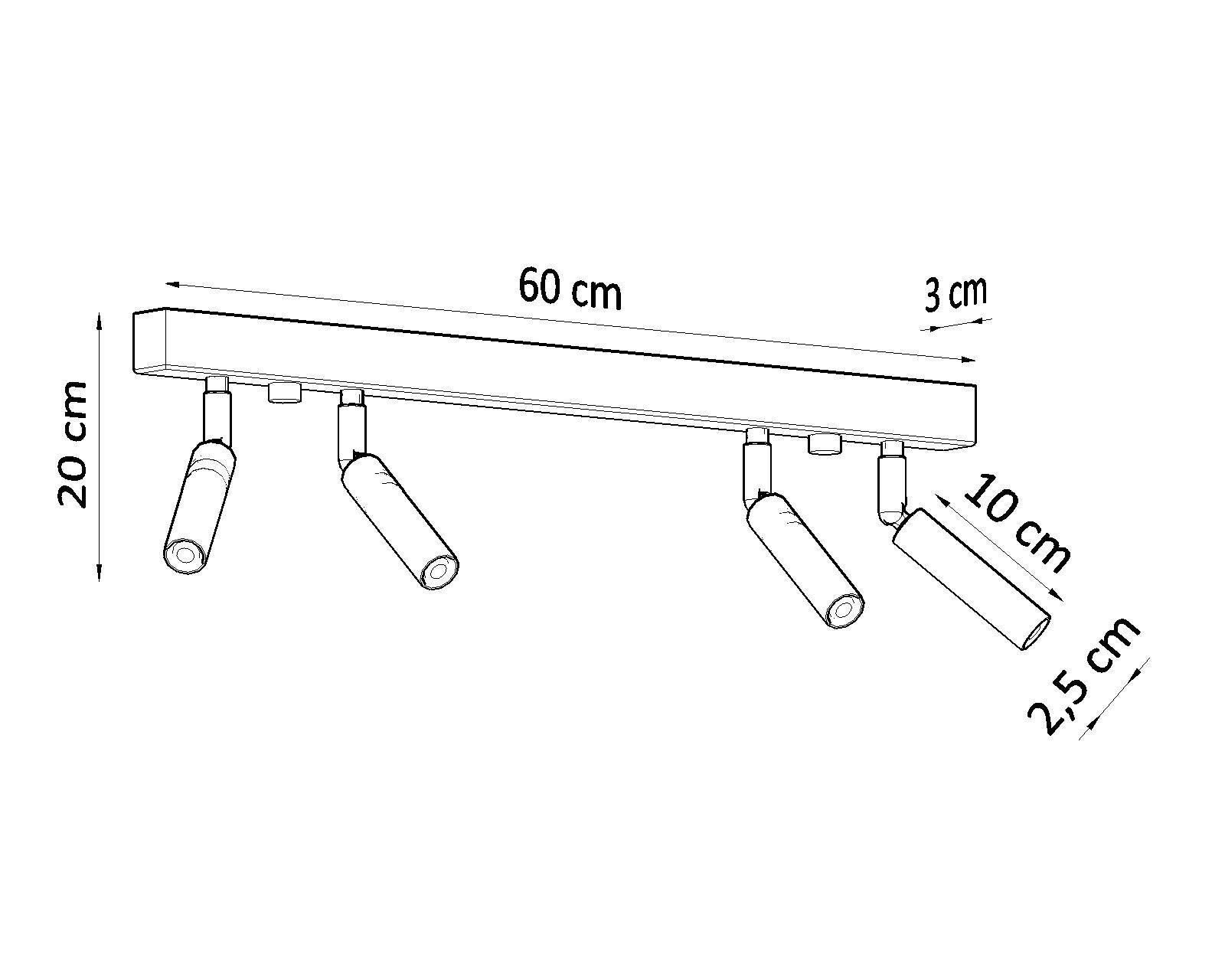 Deckenstrahler Weiß Metall 60 cm lang 4-flammig G9