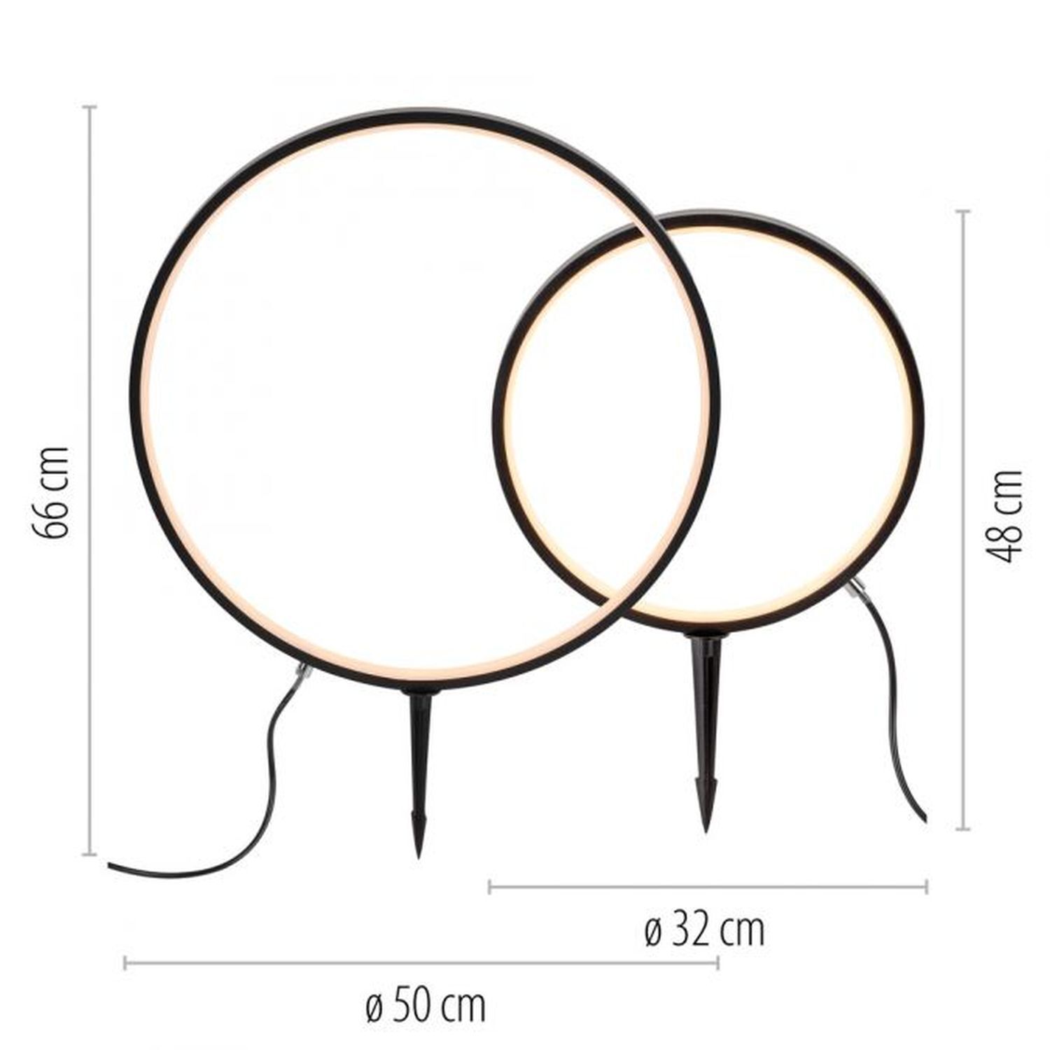 LED Wegeleuchte mit Erdspieß 2er Set 66 cm IP65 Schwarz LED Wegeleuchte mit Erdspieß 2er Set 66 cm IP65 Schwarz