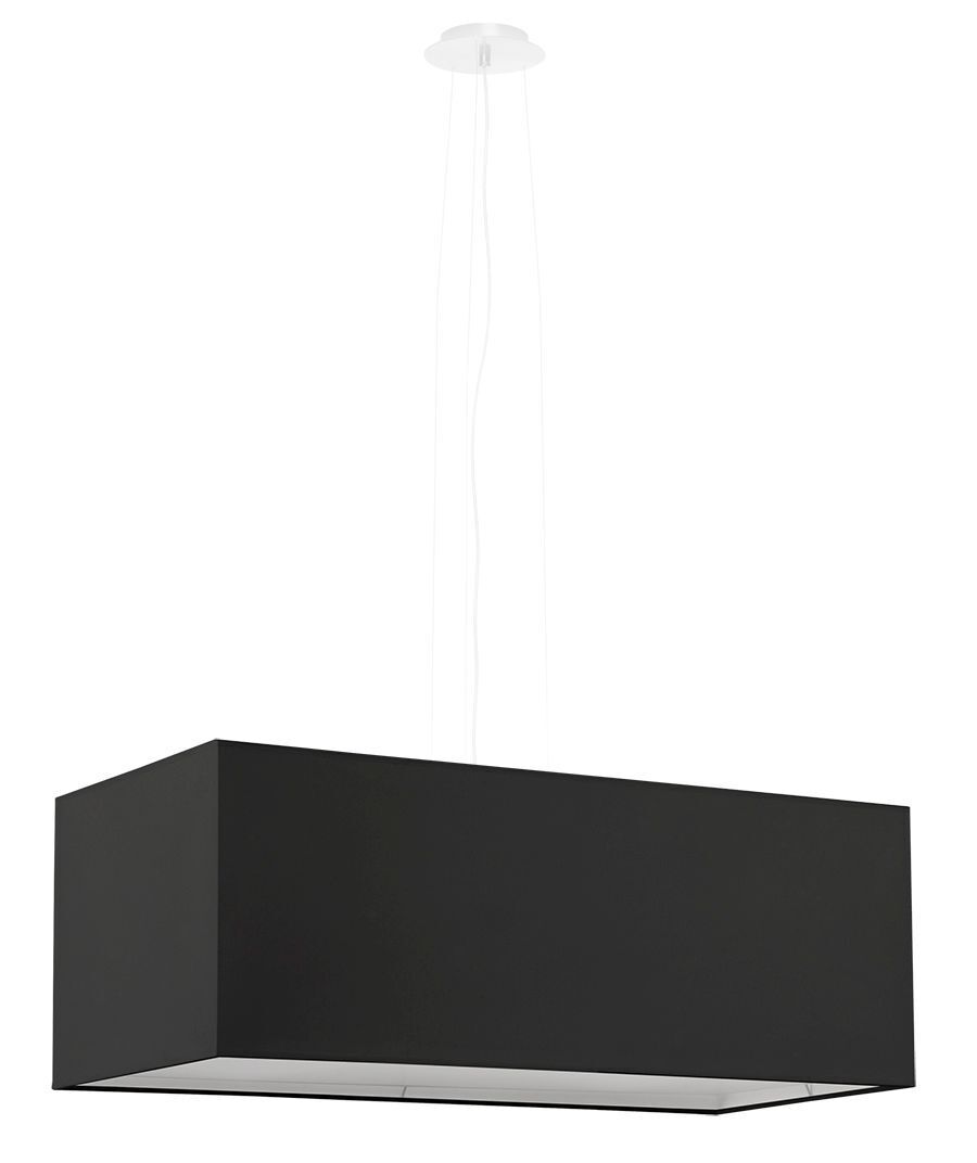 Hängelampe Schwarz Stoff Glas eckig B: 80 cm Modern