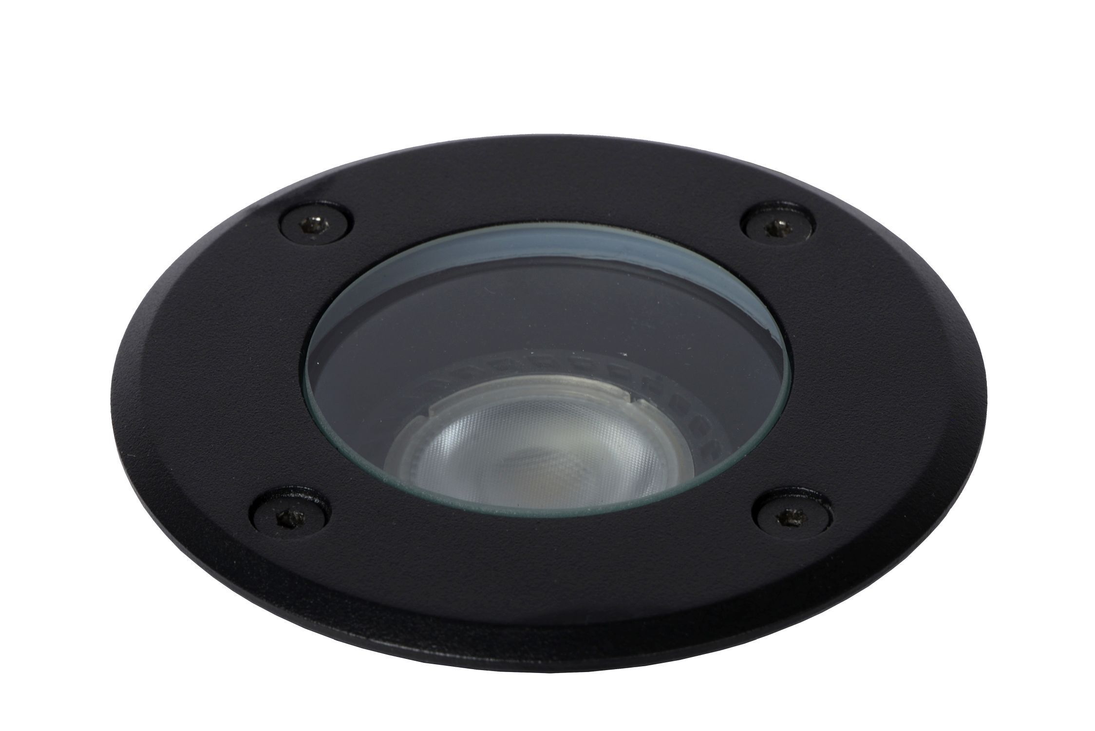 Bodeneinbaustrahler Aluminium Schwarz IP67 GU10 Spotverdunklung, eingebaut, Lampe, LED, rund