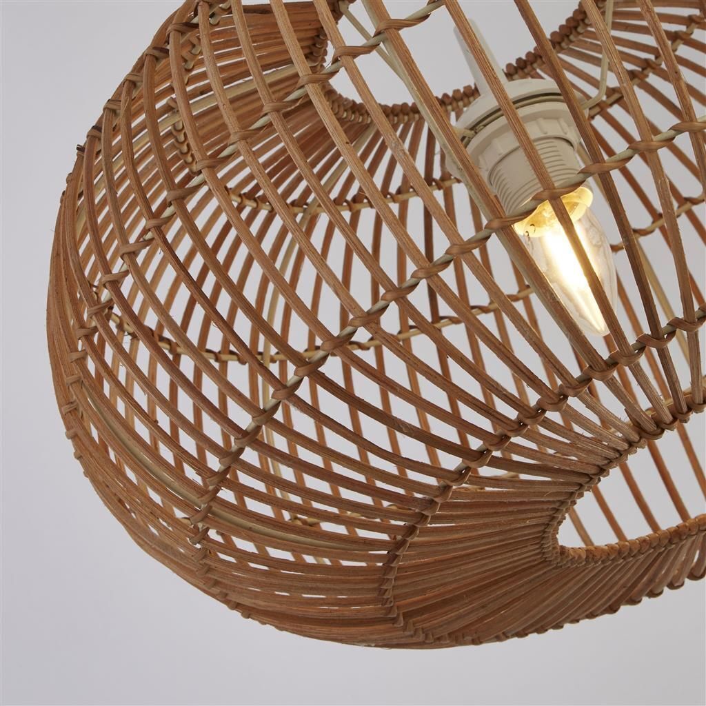 Pendelleuchte Korb Bambus D: 48 cm E27 Ø 48 cm Schwarz Natur