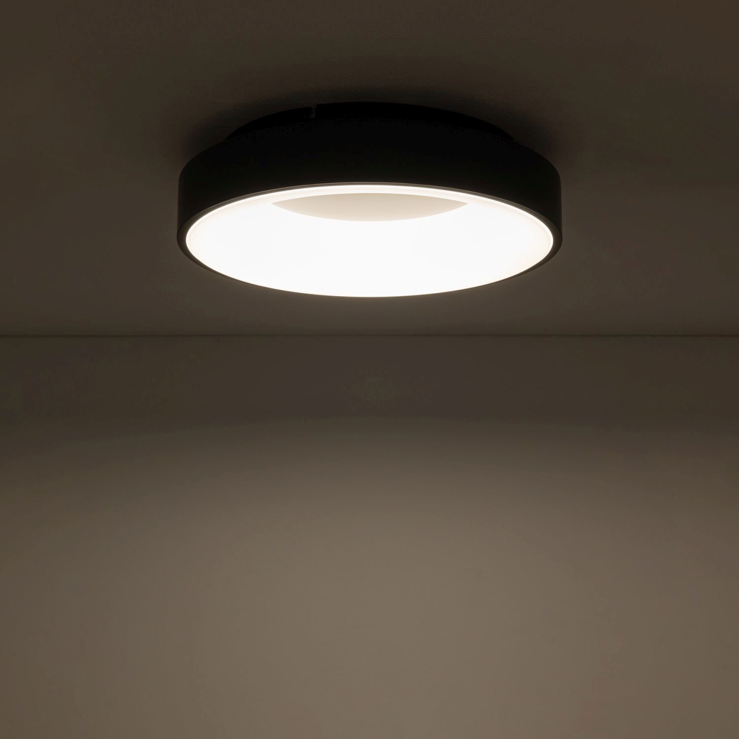 Blendarme LED Deckenlampe Schwarz Metall Ø38 cm 3000 K Deckenleuchte, Rund, LED, Warmes Licht, Deckenlampe