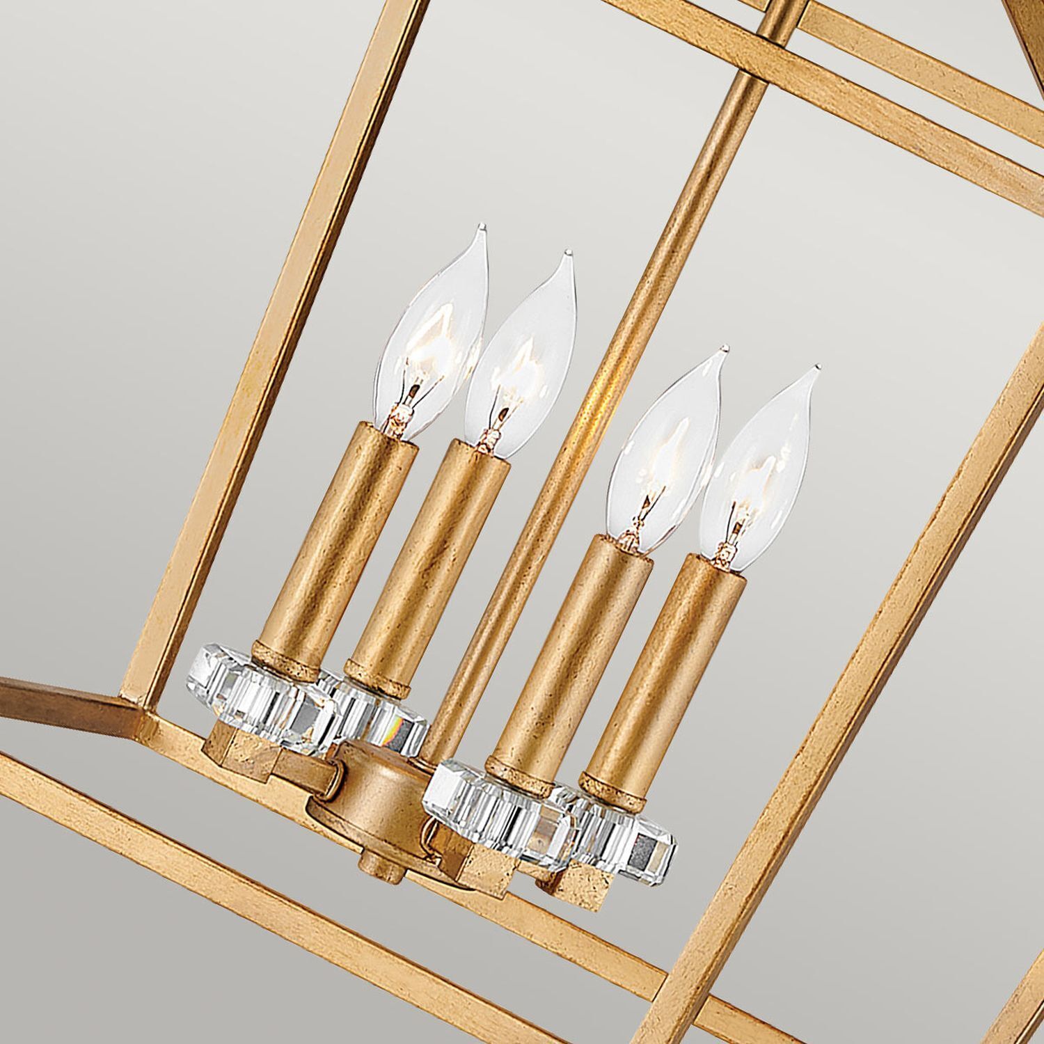 Kronleuchter, Gold, Kerzenlampen, Kristallakzente, Rahmenlampe