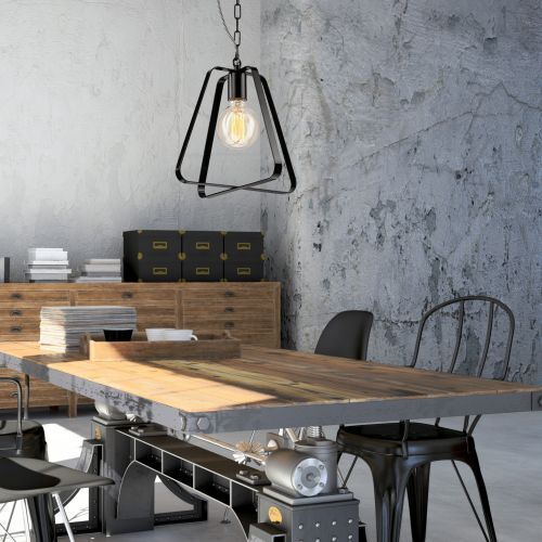 Schwarz Pendelleuchte Metall Design Esstisch