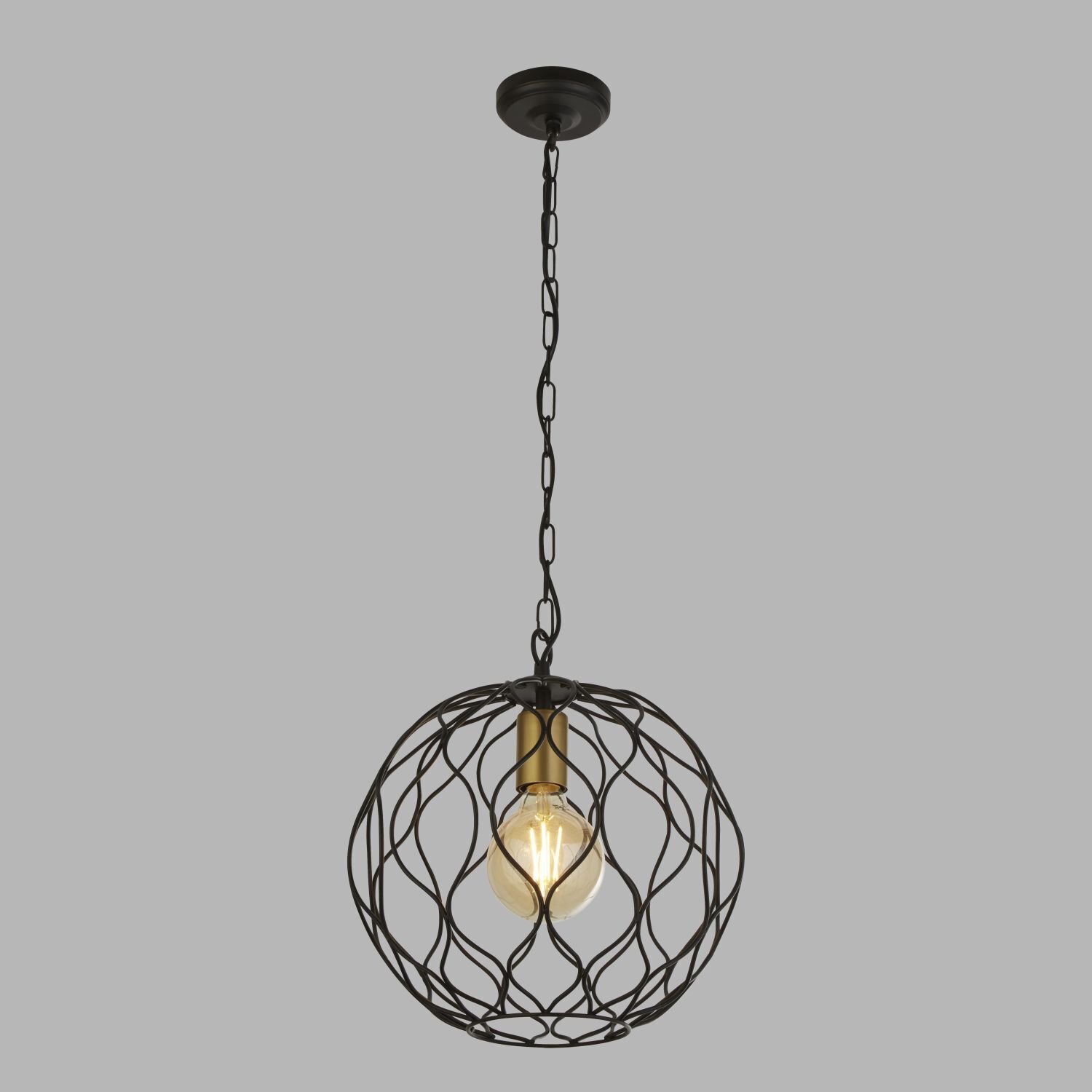 Hängelampe E27 Ø 31,5 cm in Schwarz Gold Metall HOWARD