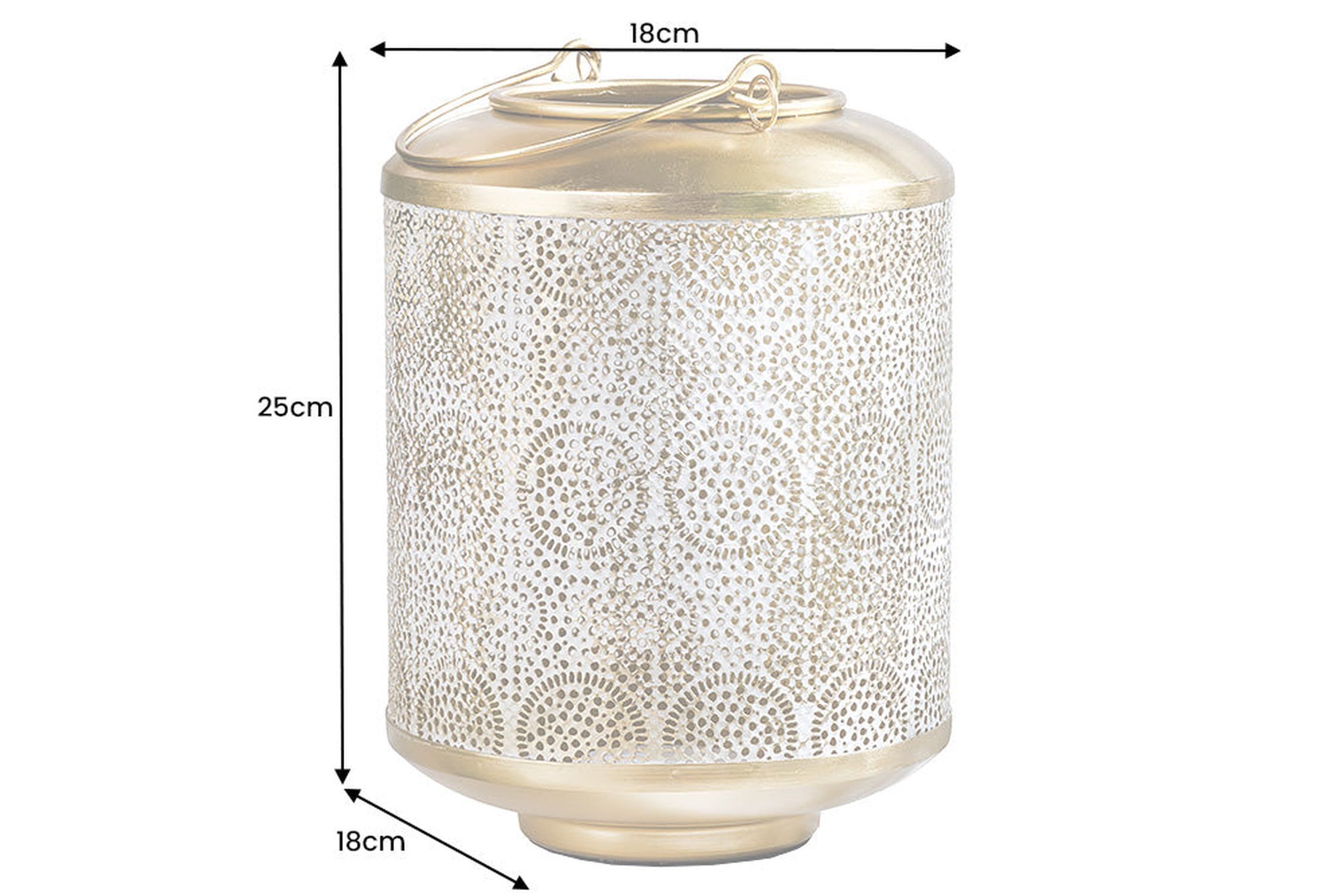 Laterne Eisen Ø 18 cm Weiß Gold Handarbeit REMUS Krug, Töpferei, Lampe, Flasche, Shaker