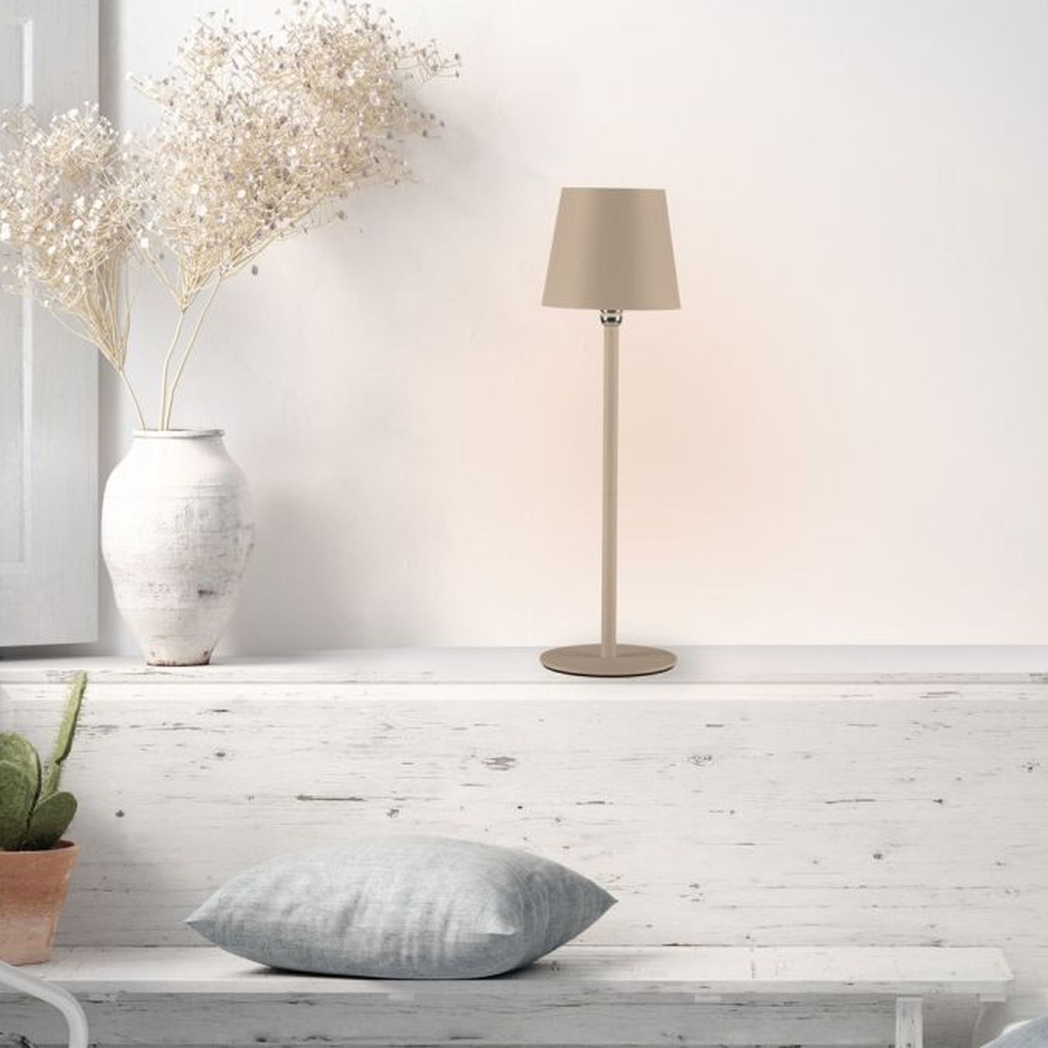 LED Akku Tischlampe Sandfarben dimmbar Touch 37 cm 2 W