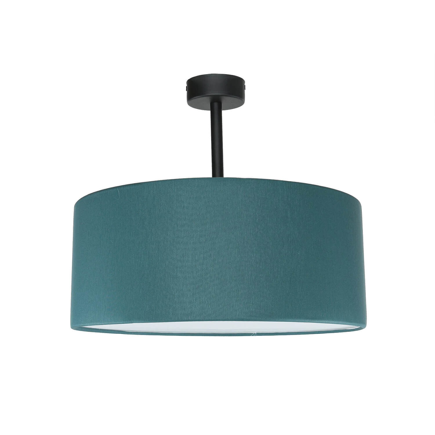 Runde Deckenlampe Stoffschirm in Petrol E27 Ø40 cm