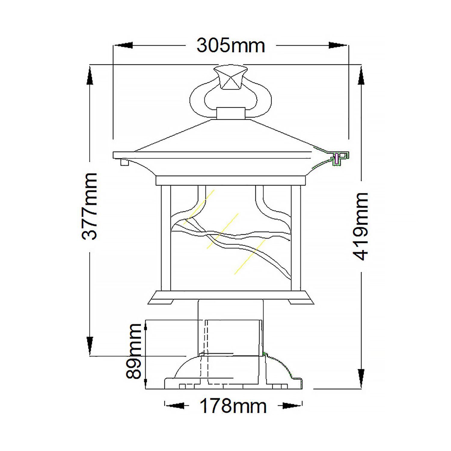 Sockelleuchte Vintage E27 IP44 41,9 cm hoch in Kupfer antik kamin, feuerstelle, lampenschirm, glasform, rohrkamin