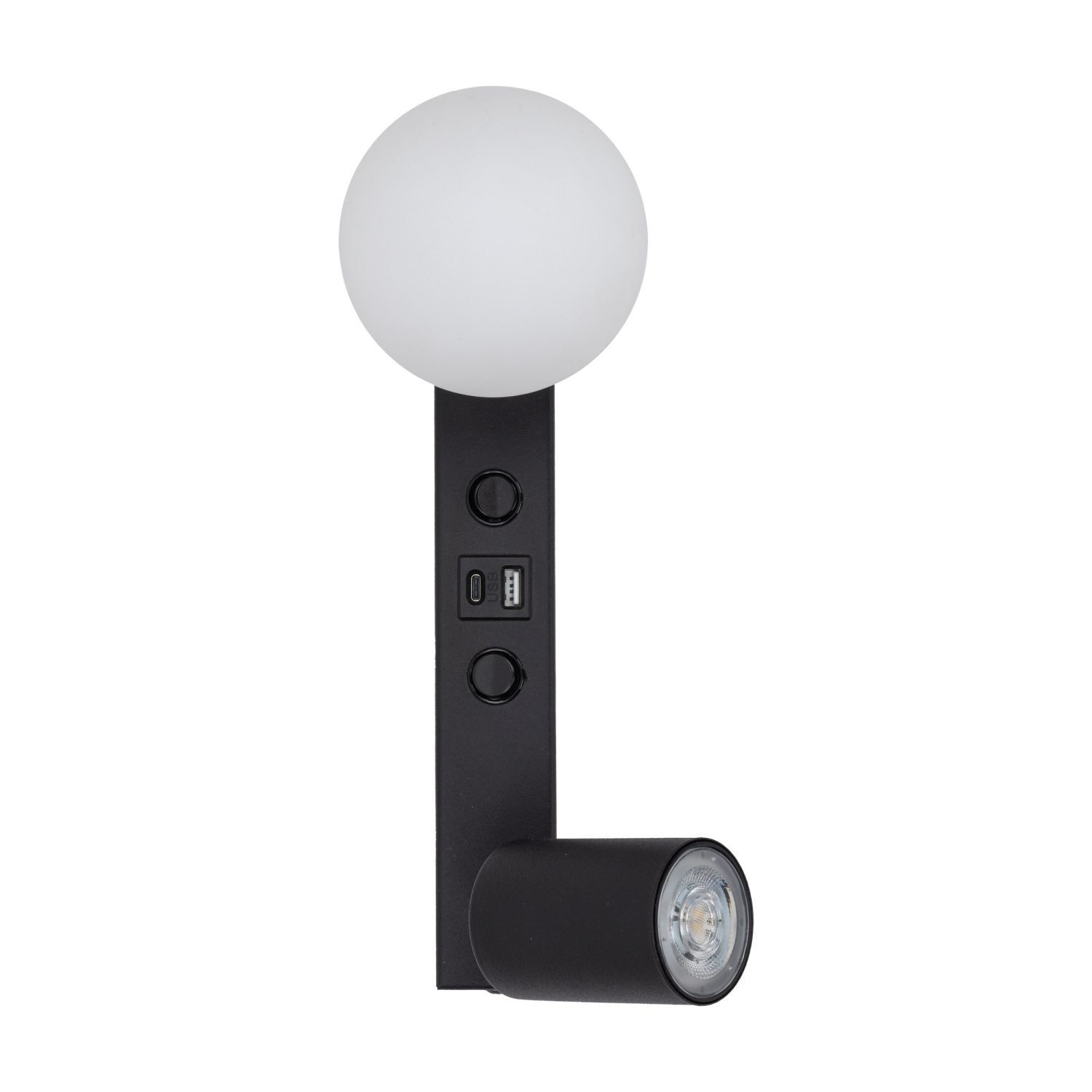 Wandlampe USB-Ladefunktion Schalter GU10 + G9 Glas Metall