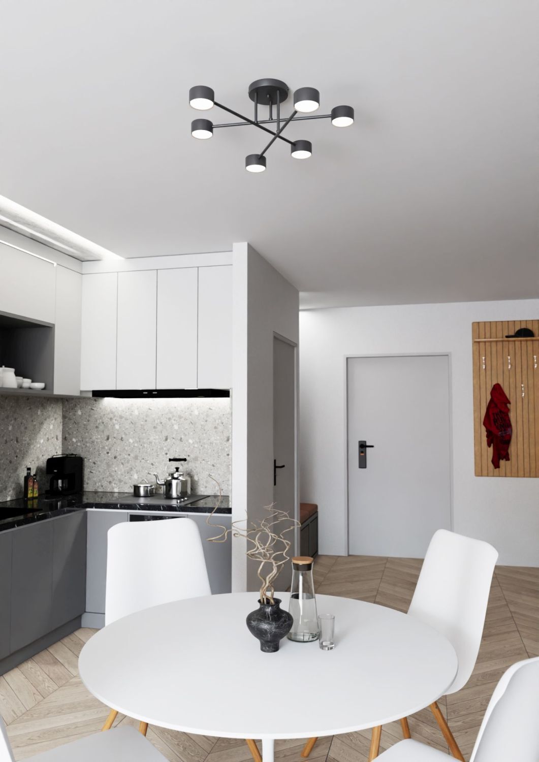 Küche, Wohnküche, Esstisch, Stühle, Deckenleuchte
