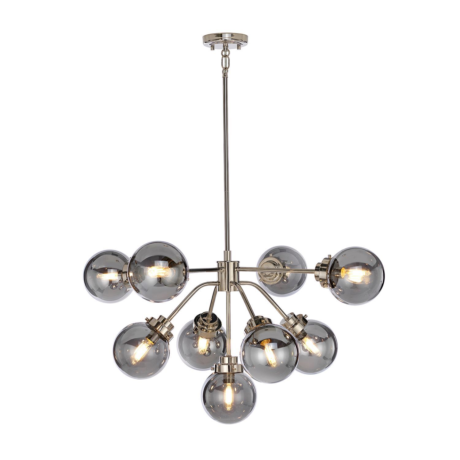 Hängelampe Grau Nickel 9x E14 Metall Glas LILINIA