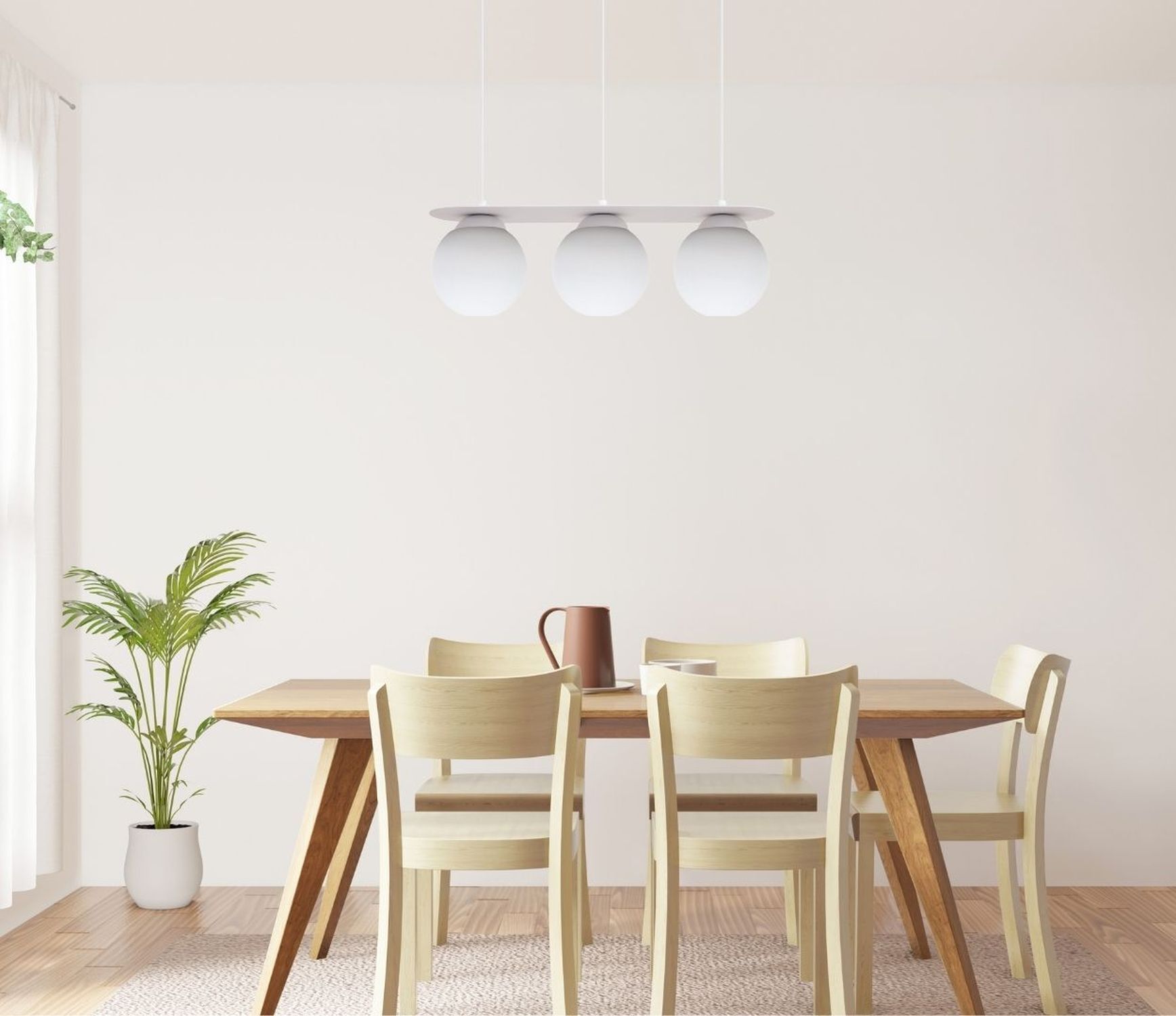 Hängelampe 3-flammig Glaskugeln Weiß 50 cm E27 blendarm Speisesaal, Esstisch, Mobiliar, Tabelle, Innenarchitektur