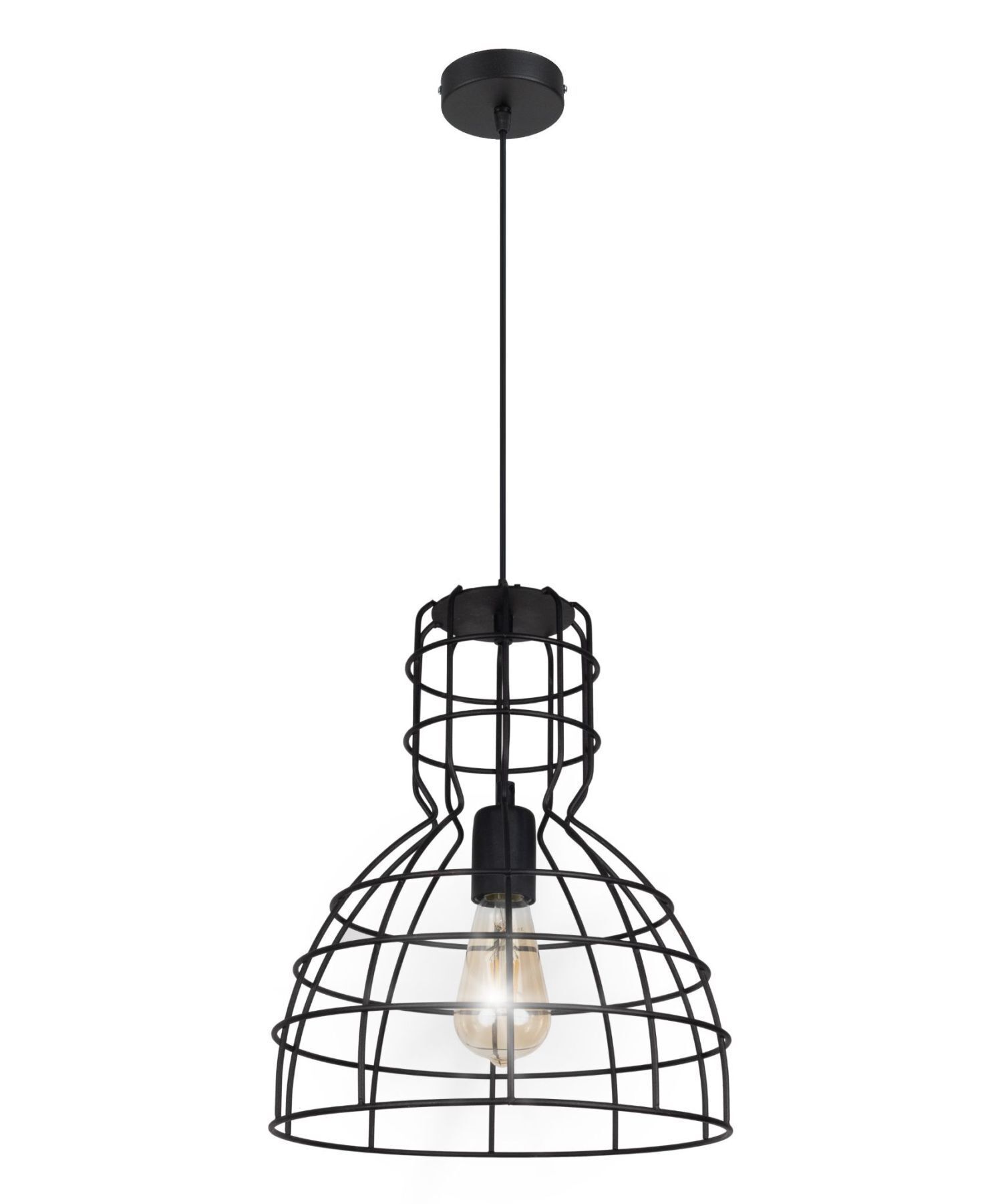 Schwarze Hängelampe Drahtschirm Metall Ø30 cm E27 Loft Leuchter, Lampe, Leuchte