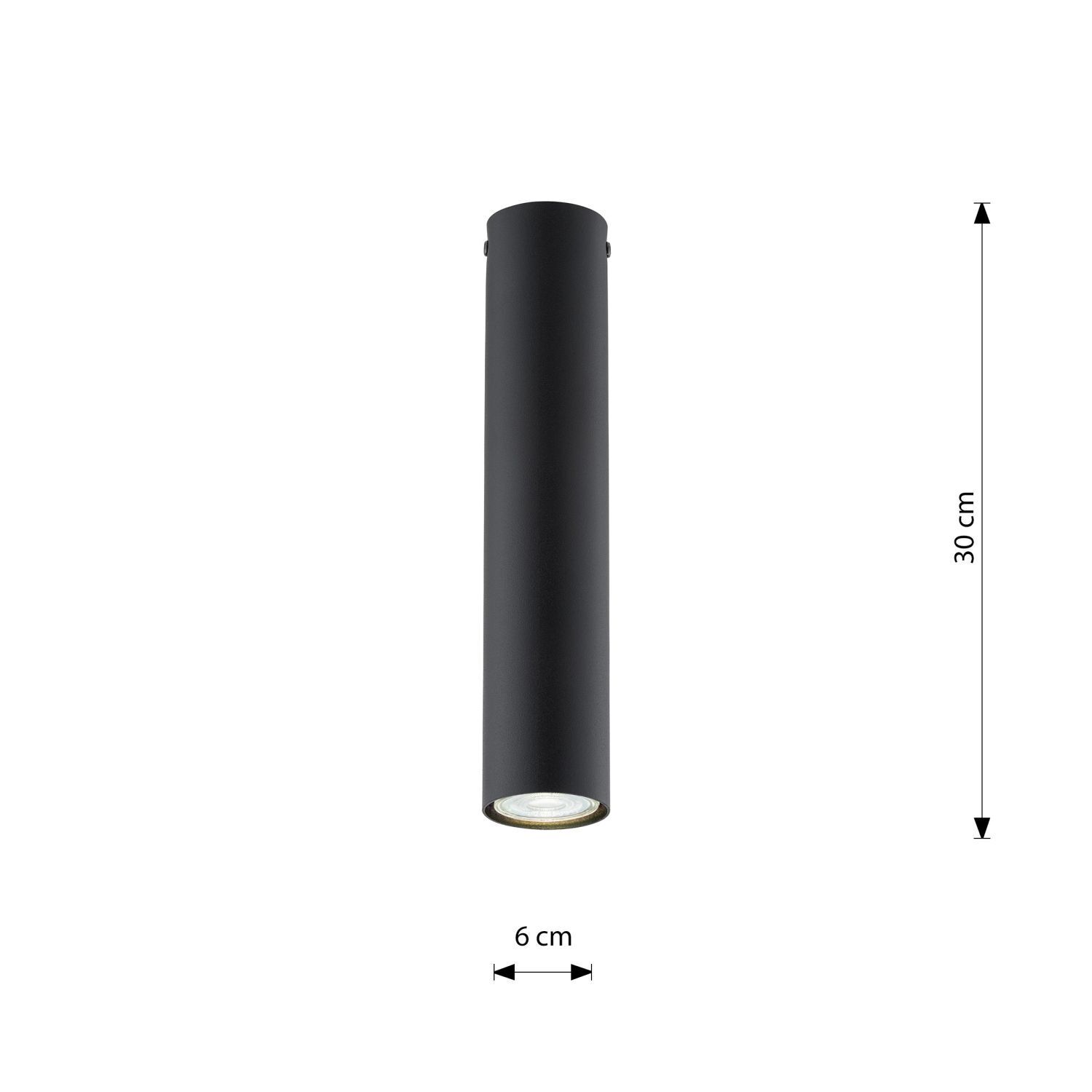 Deckenleuchte Schwarz Ø 6 cm H: 30 cm Metall GU10 Aufputz