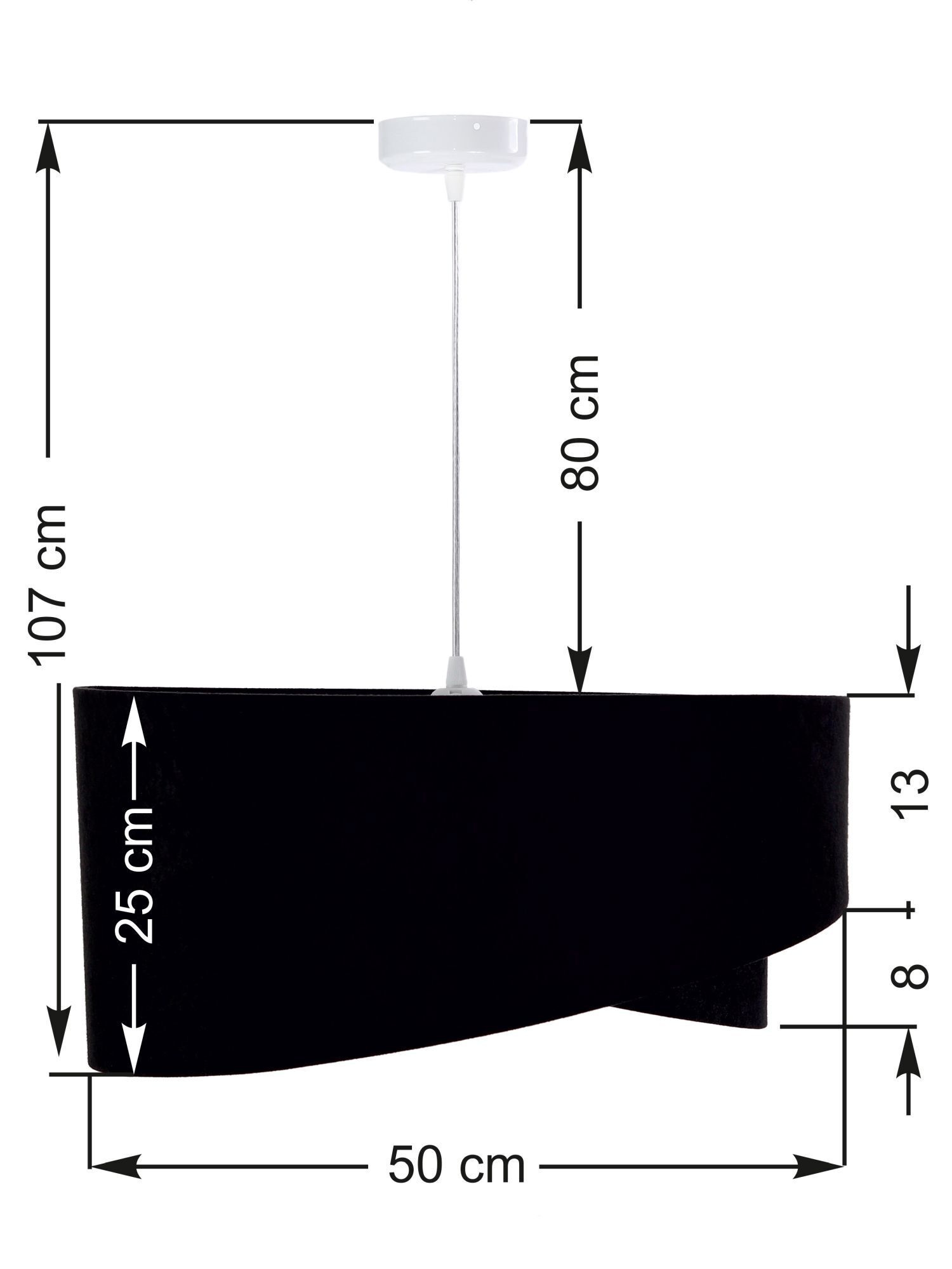 Pendelleuchte Schirm Schwarz Weiß Stoff rund Ø50cm