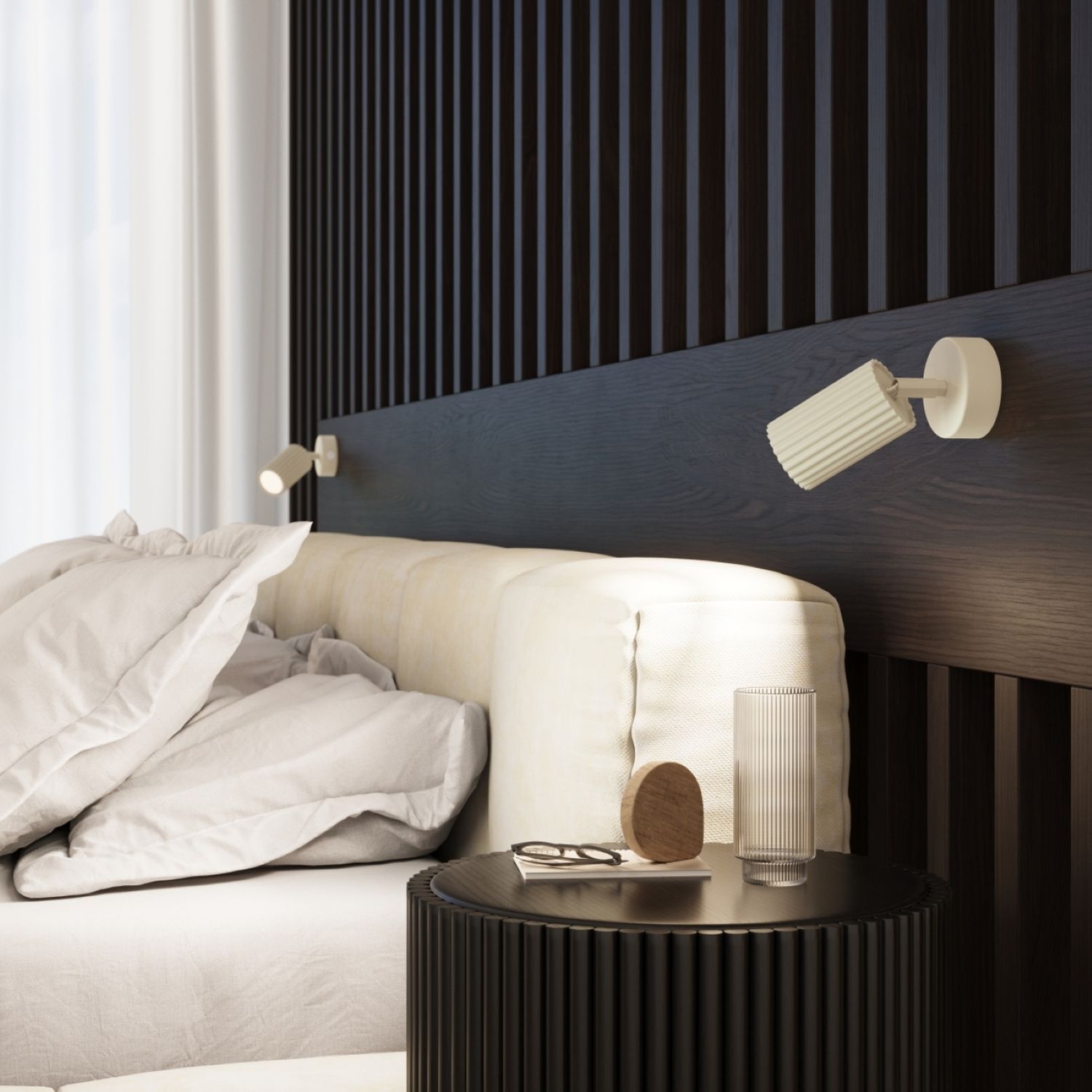 Wandleuchte schwenkbar GU10 B: 8 cm klein in Creme Modern