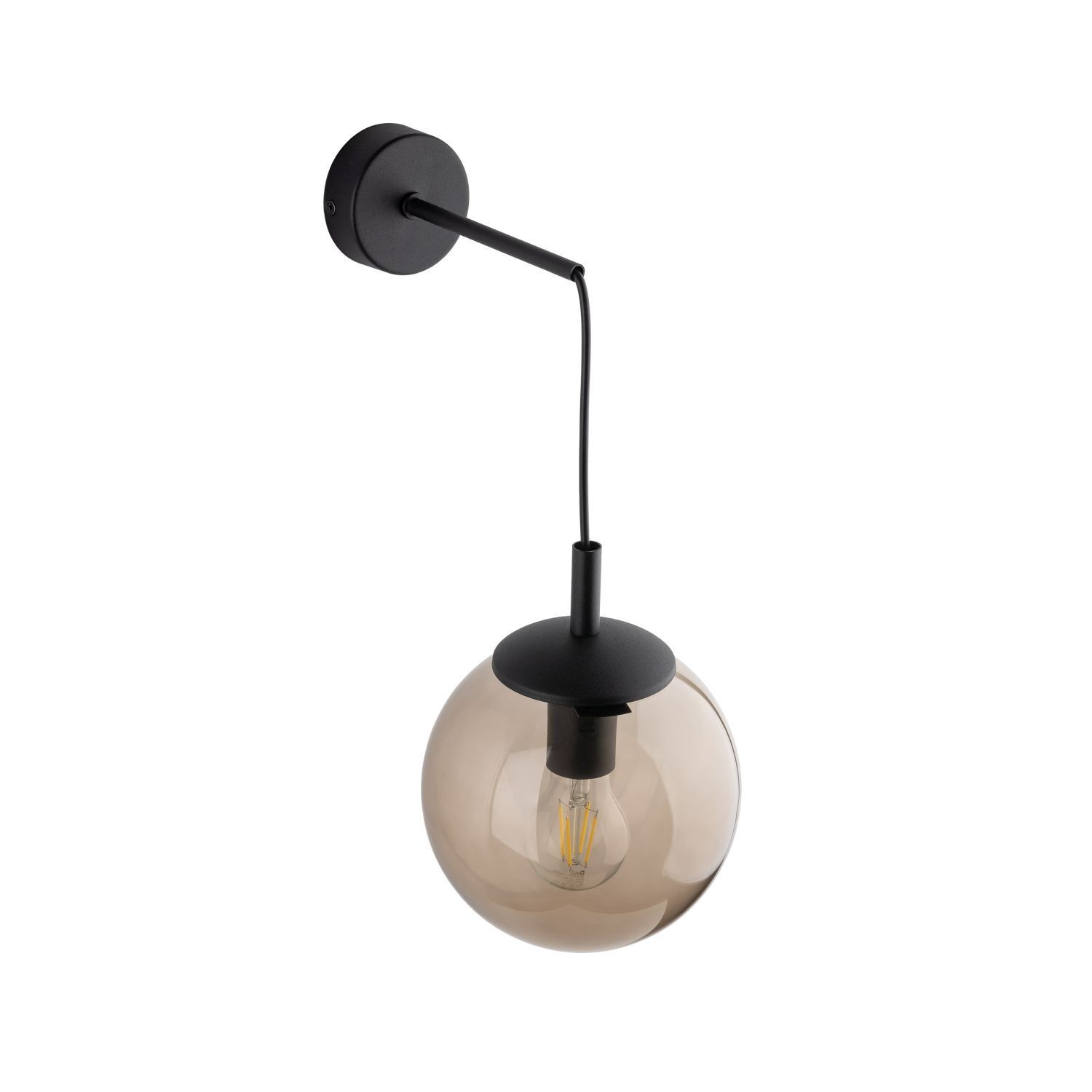 Wandlampe Rauchglas H: 45 cm B: 18 cm Metall Kugelschirm E27