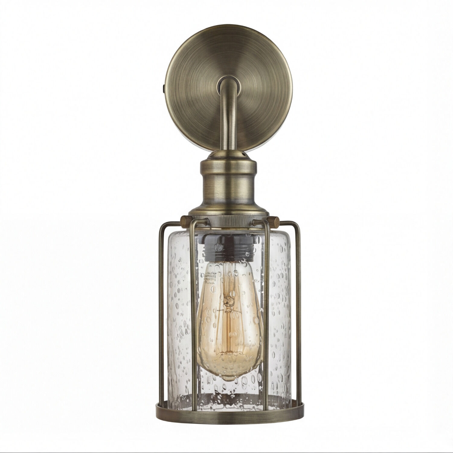 Wandleuchte E27 in Messing Antik Klar Glas Metall Vintage Wandlampe, Wandleuchte, Glasschirm, Bronzefarben, Vintagestil