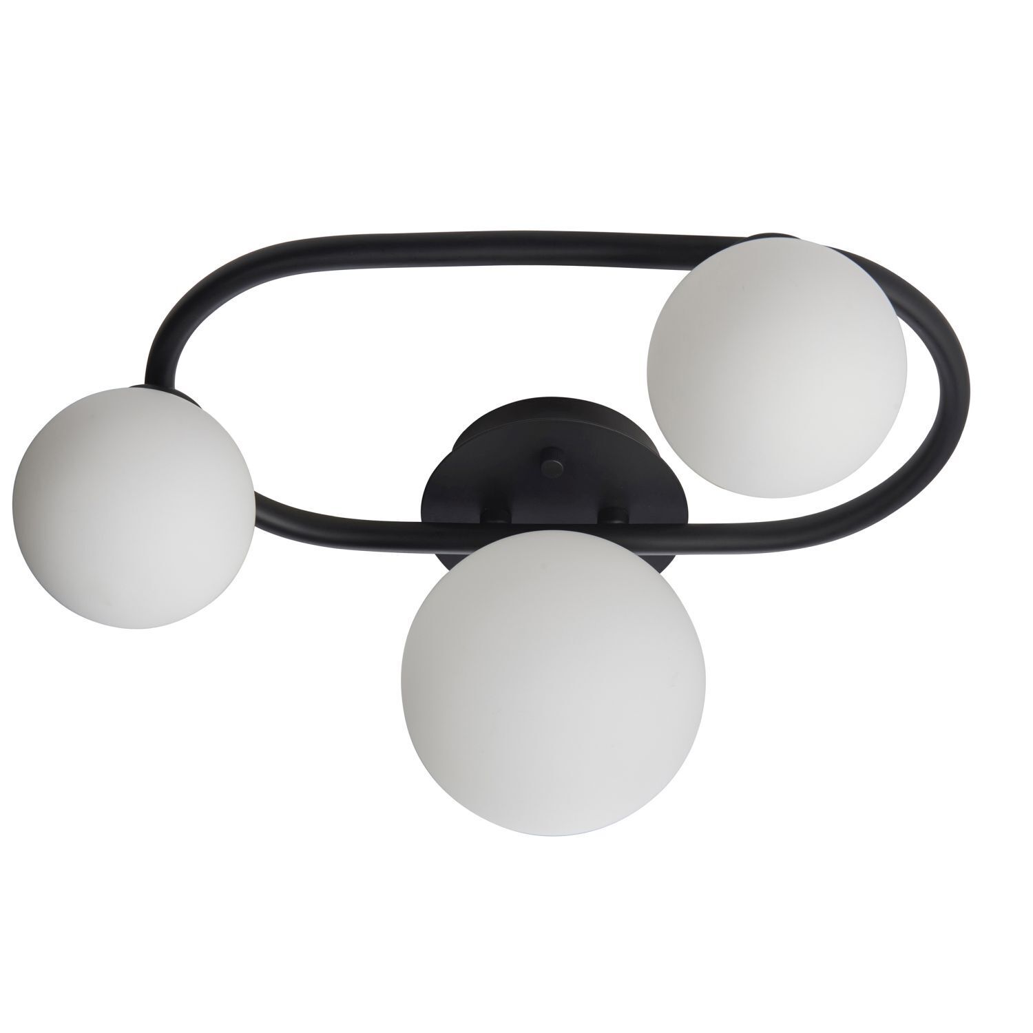 Badezimmerlampe Decke Glas Metall IP44 Schwarz Weiß 3x G9