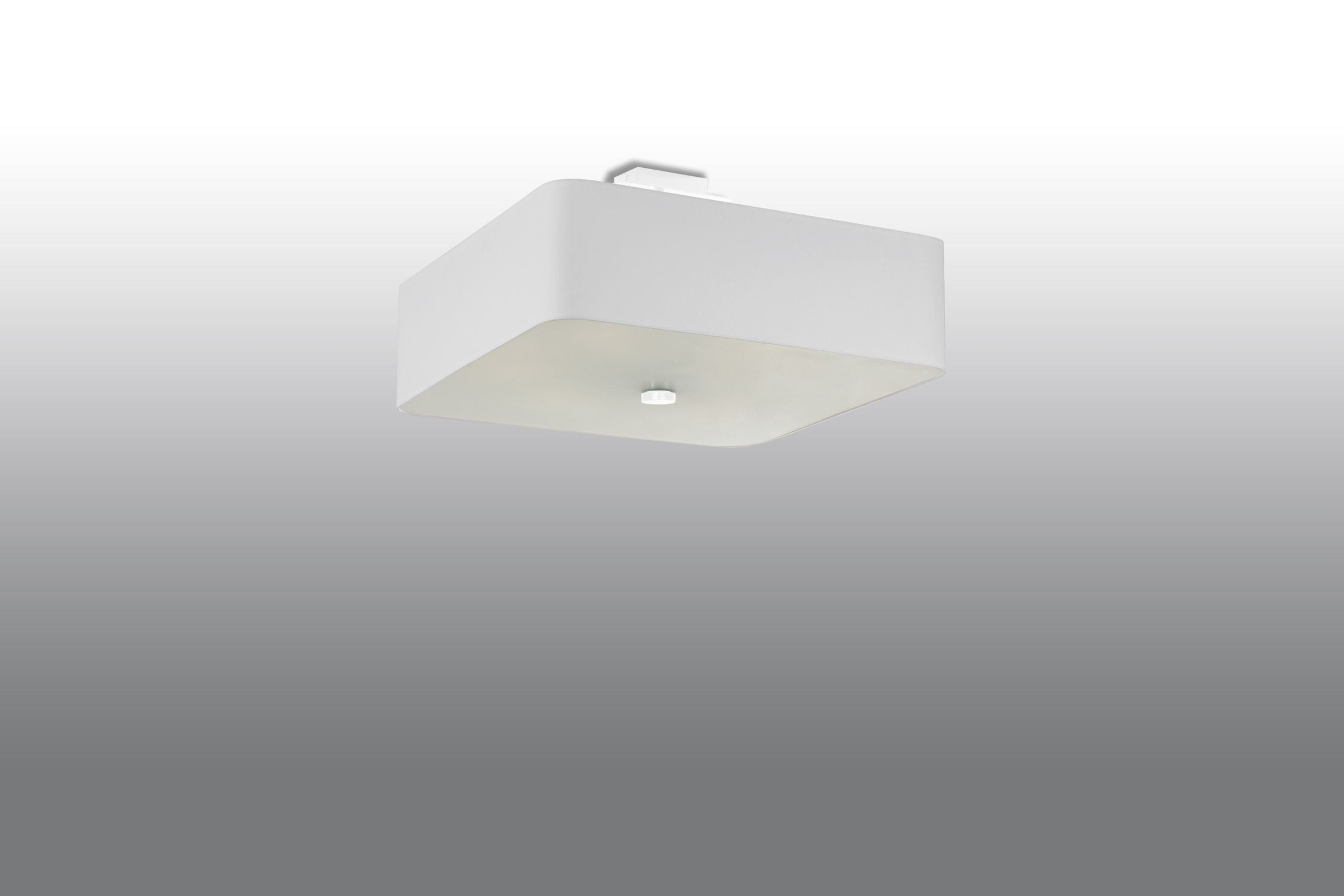 Deckenlampe Weiß quadratisch B: 45 cm Stoff Glas 5x E27