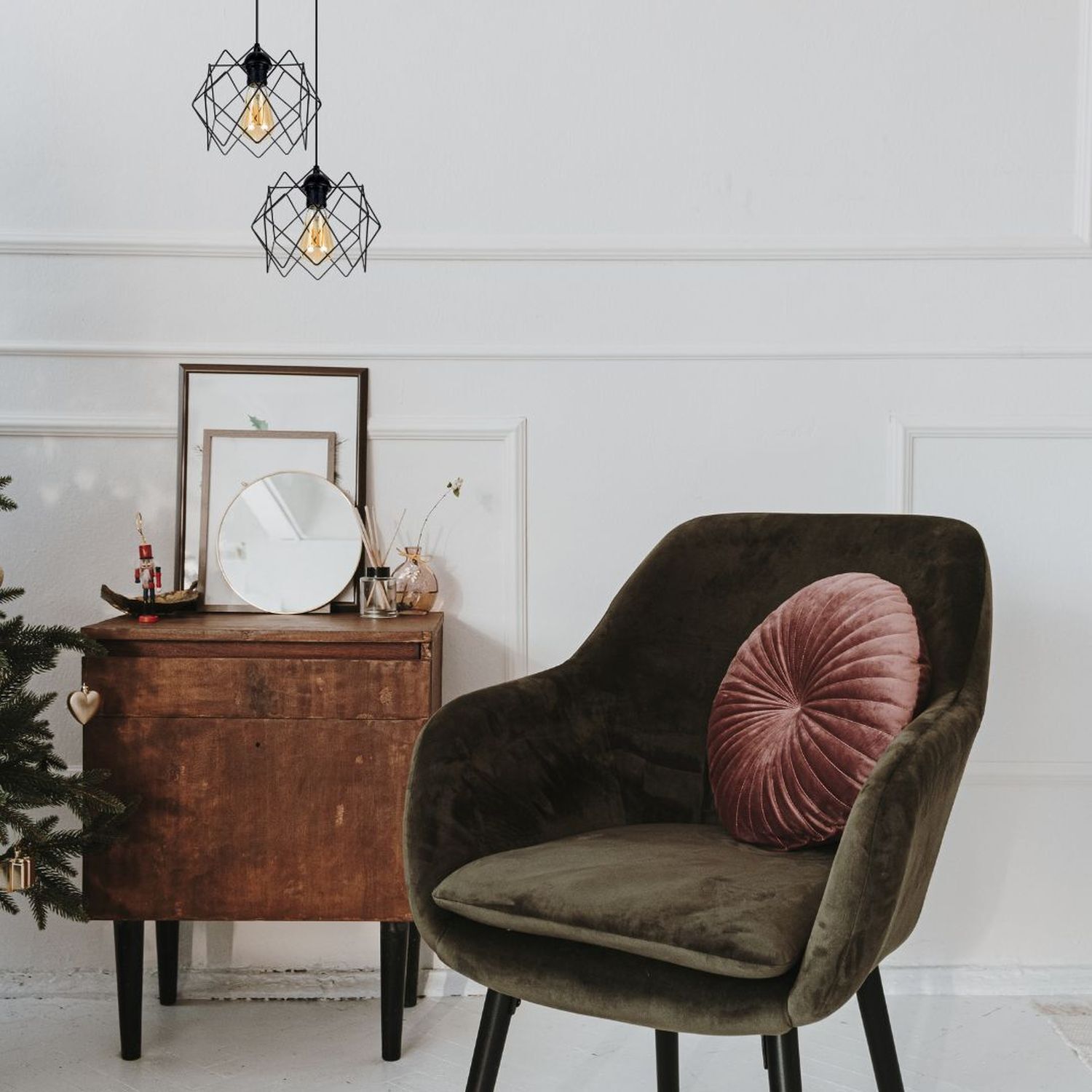 Sessel, Armlehne, Velours, Rundkissen, Wohnzimmer