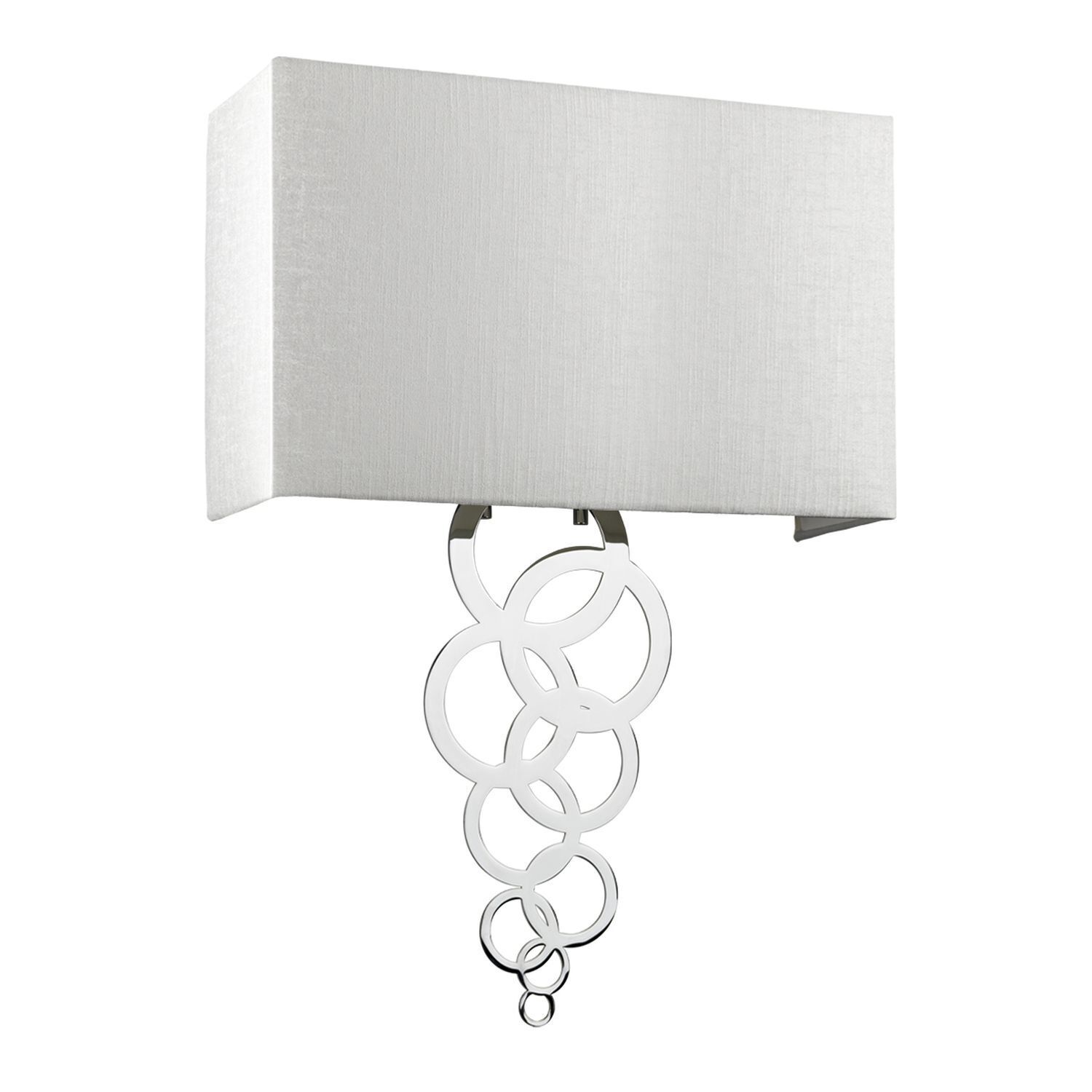 Wandlampe Stoff Metall in Creme Chrom Modern eckig
