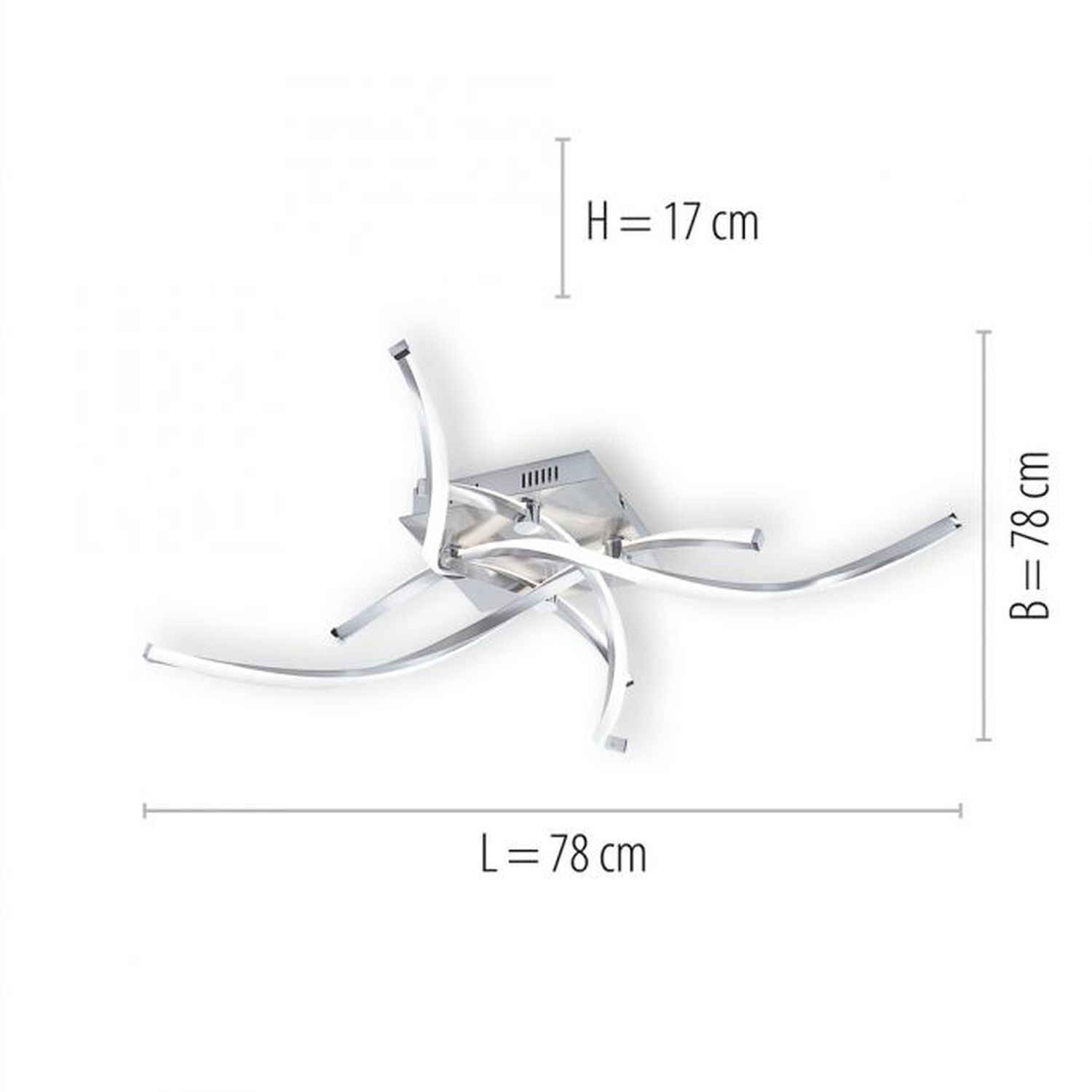Dimmbare LED Deckenlampe in Stahl L:78 cm 27 W 2400 lm