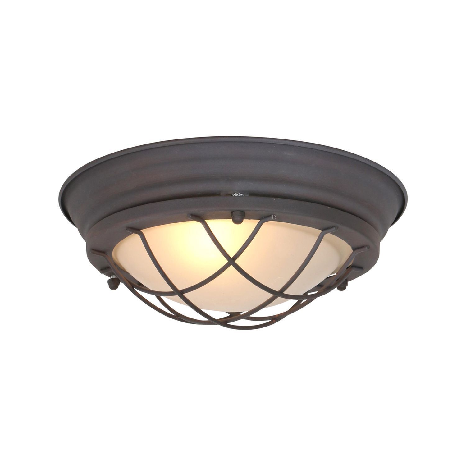 Industrie Deckenlampe Metall Glas Braun Weiß Ø29 cm E27