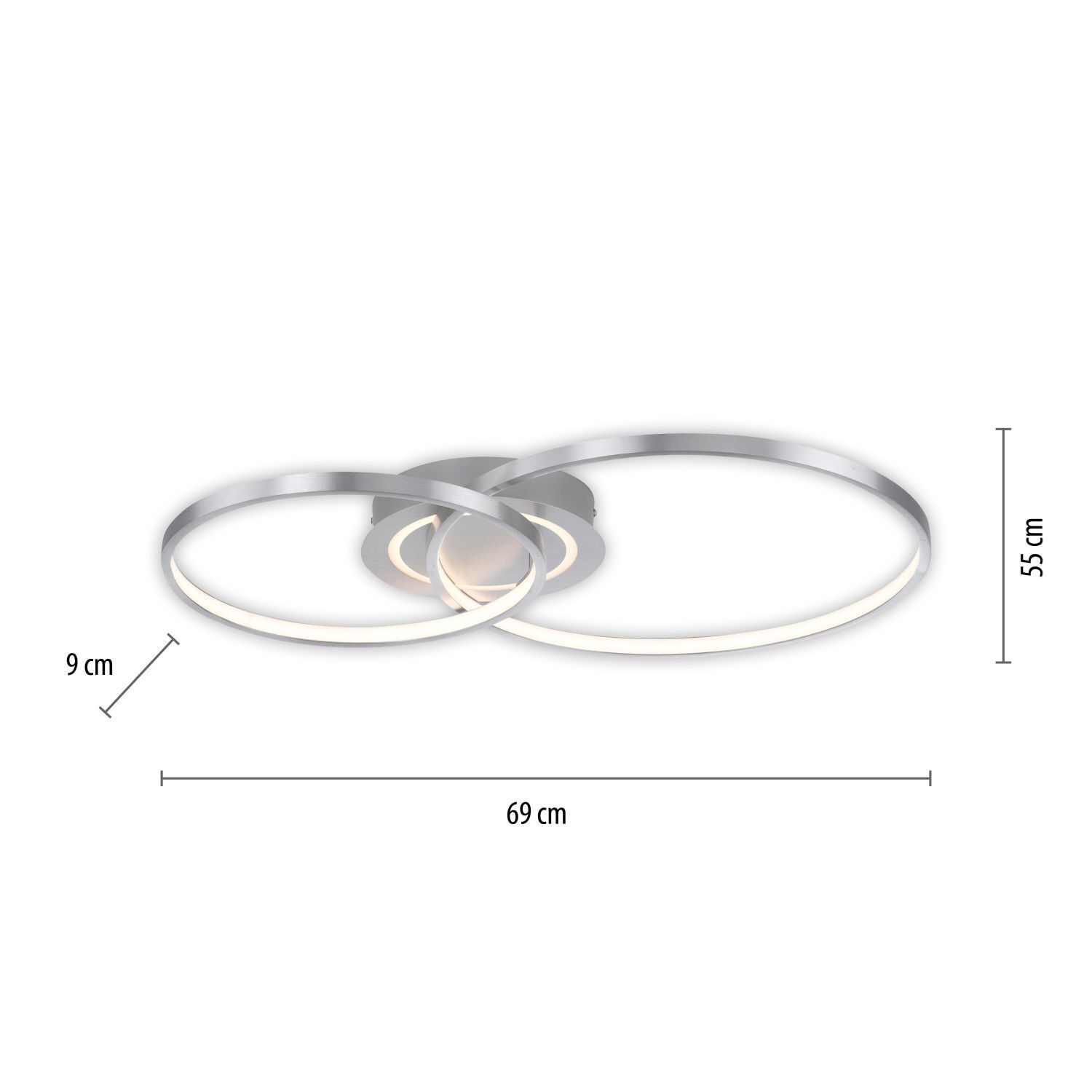 Stilvolle LED Deckenleuchte in Aluminium 3000 K Ringe