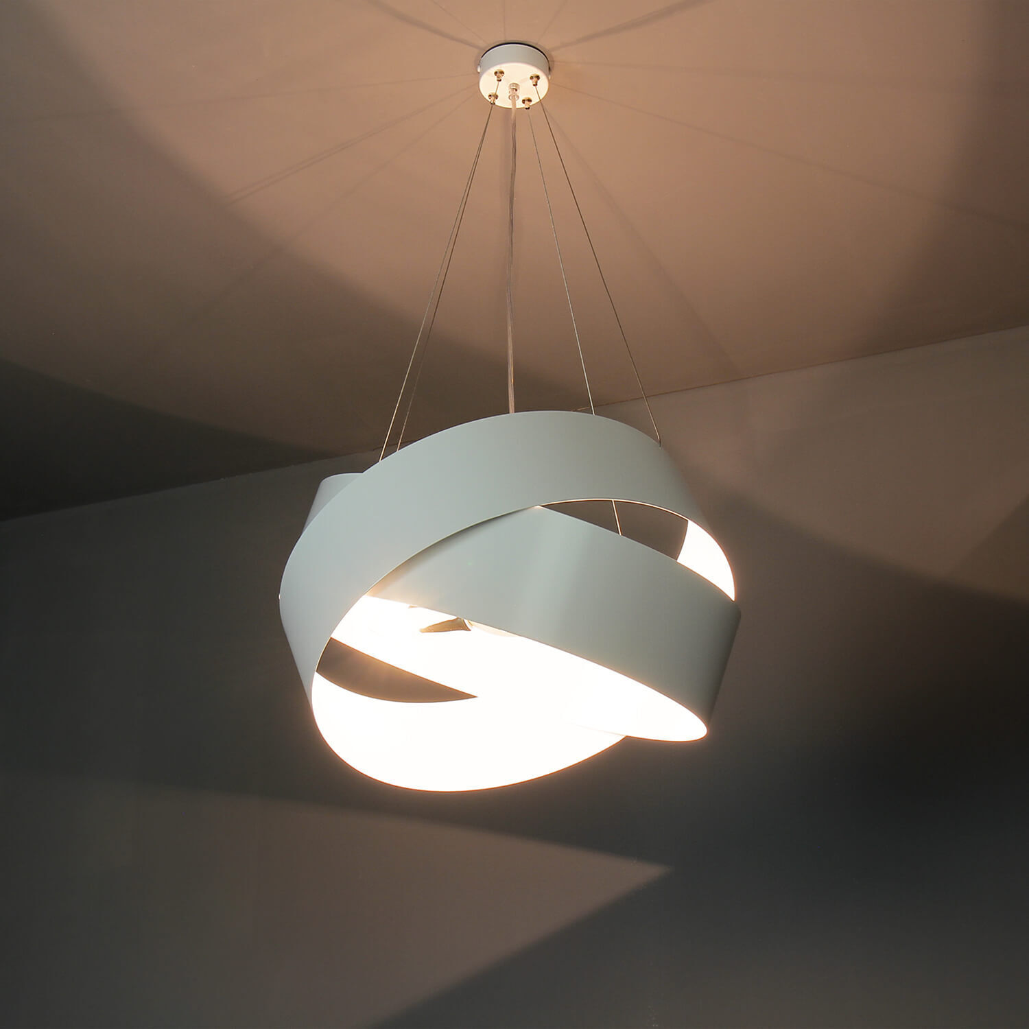 Pendelleuchte Weiß Metall Design höhenverstellbar Lampe, Leuchte, Deckenleuchte