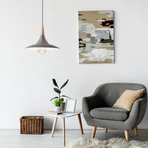 Pendelleuchte Farbig Grau Holz rund Retro Esszimmer