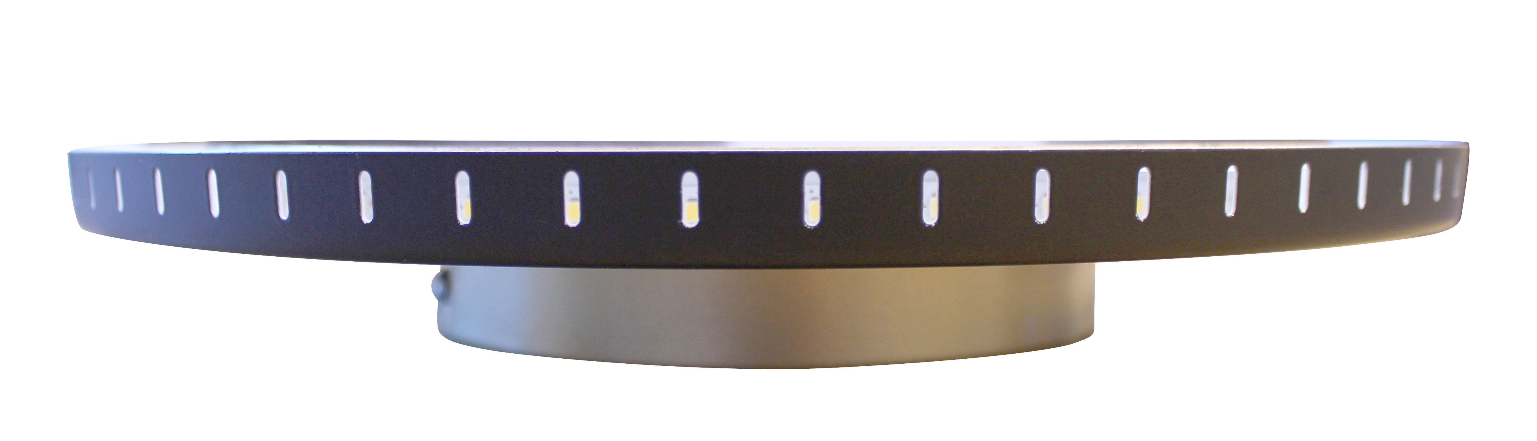 LED Wandlampe Gold Schwarz rund Ø30 cm 3500 K dimmbar Edelstahl, Küchenkappe, drehbare Ablage, Metallscheibe, Ringplattform