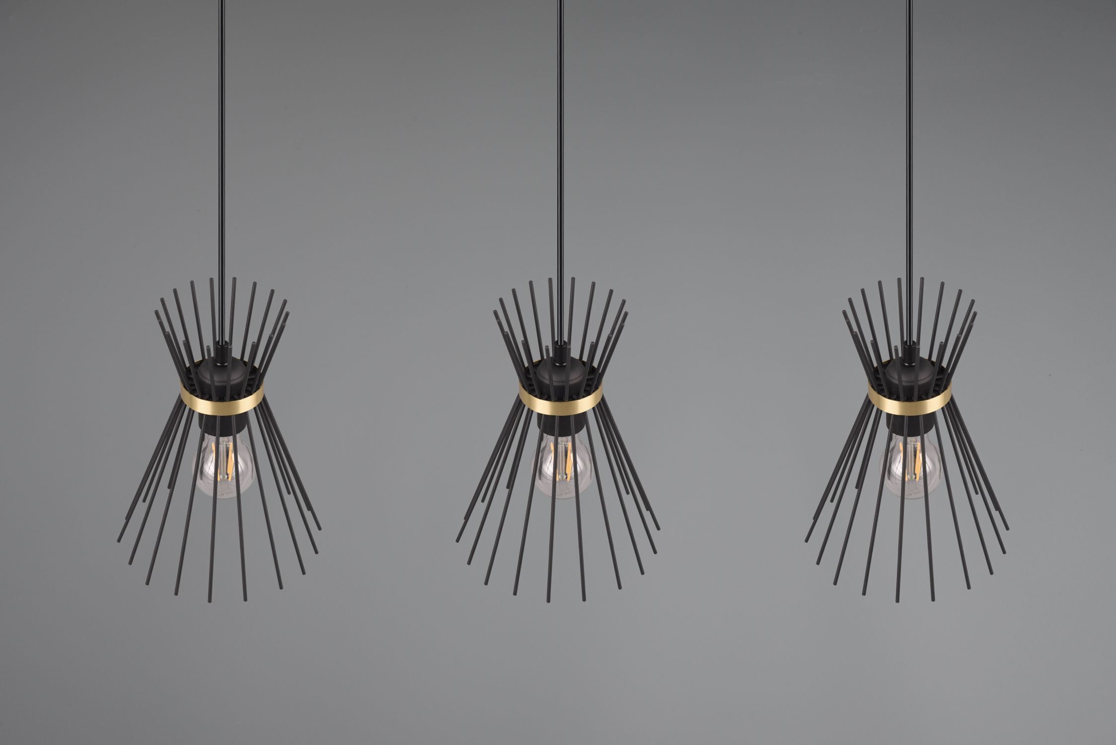 Dekorative Pendelleuchte Schwarz Gold E27 82 cm lang Leuchter, Lampe, Leuchte