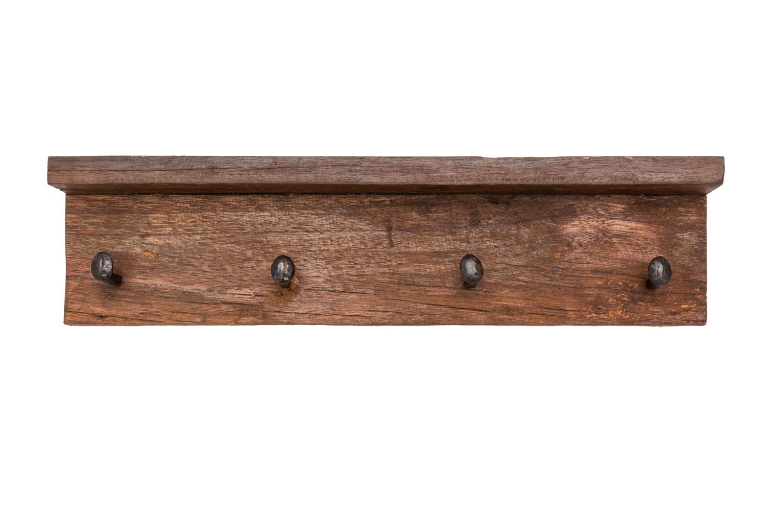 Wandgarderobe recyceltes Teakholz Metall 30 cm in Natur