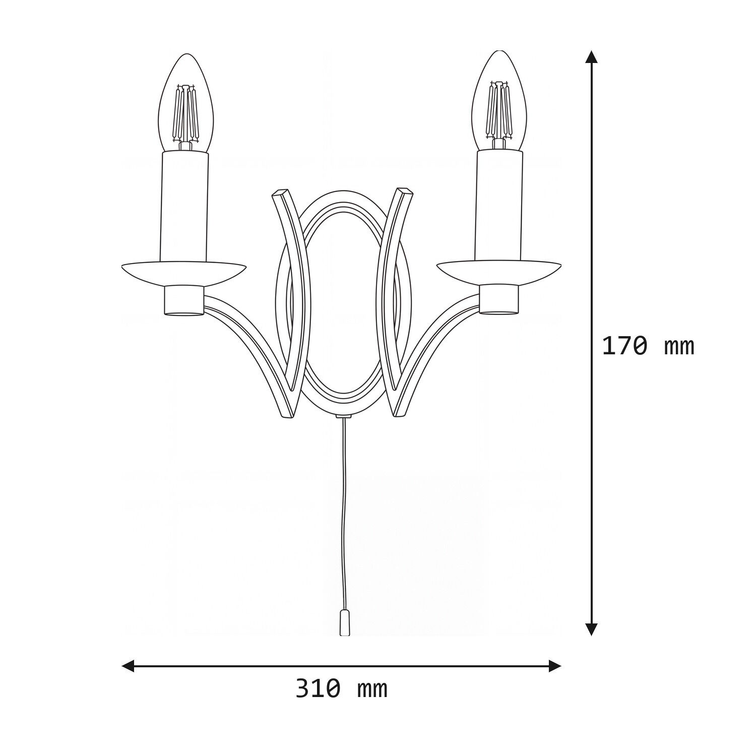 Wandlampe mit Schalter E14 in Messing Antik 2-flammig Wandlampe, Kristall, Zwei Arme, Kronenform, E27 Wandlampe
